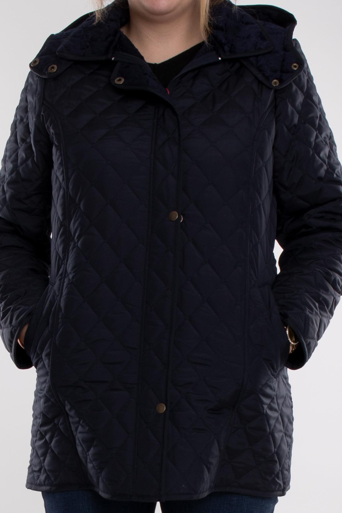 1060 Battal Beden İçi Kürklü Kapitone Kadın Mont