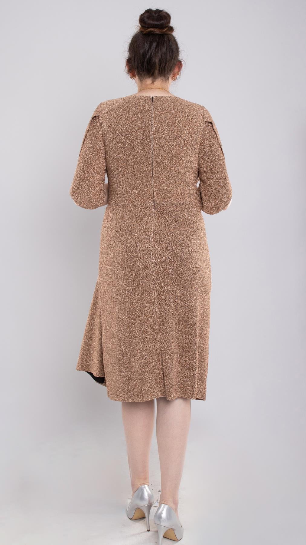 118(102) Büyük Beden Simli Yanı Sudamla Tokalı Kısa Elbise