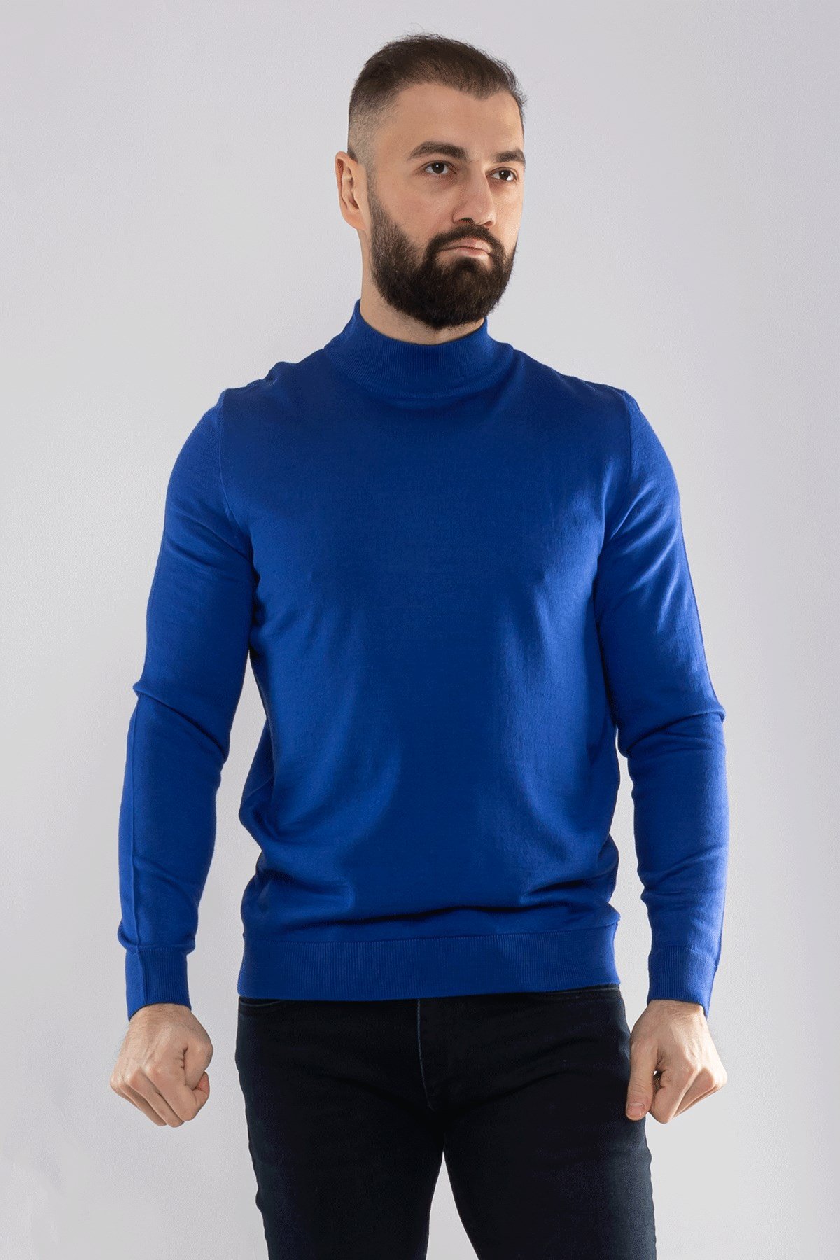 12108 Yarım Balıkçı Yünlü Triko Erkek Kazak