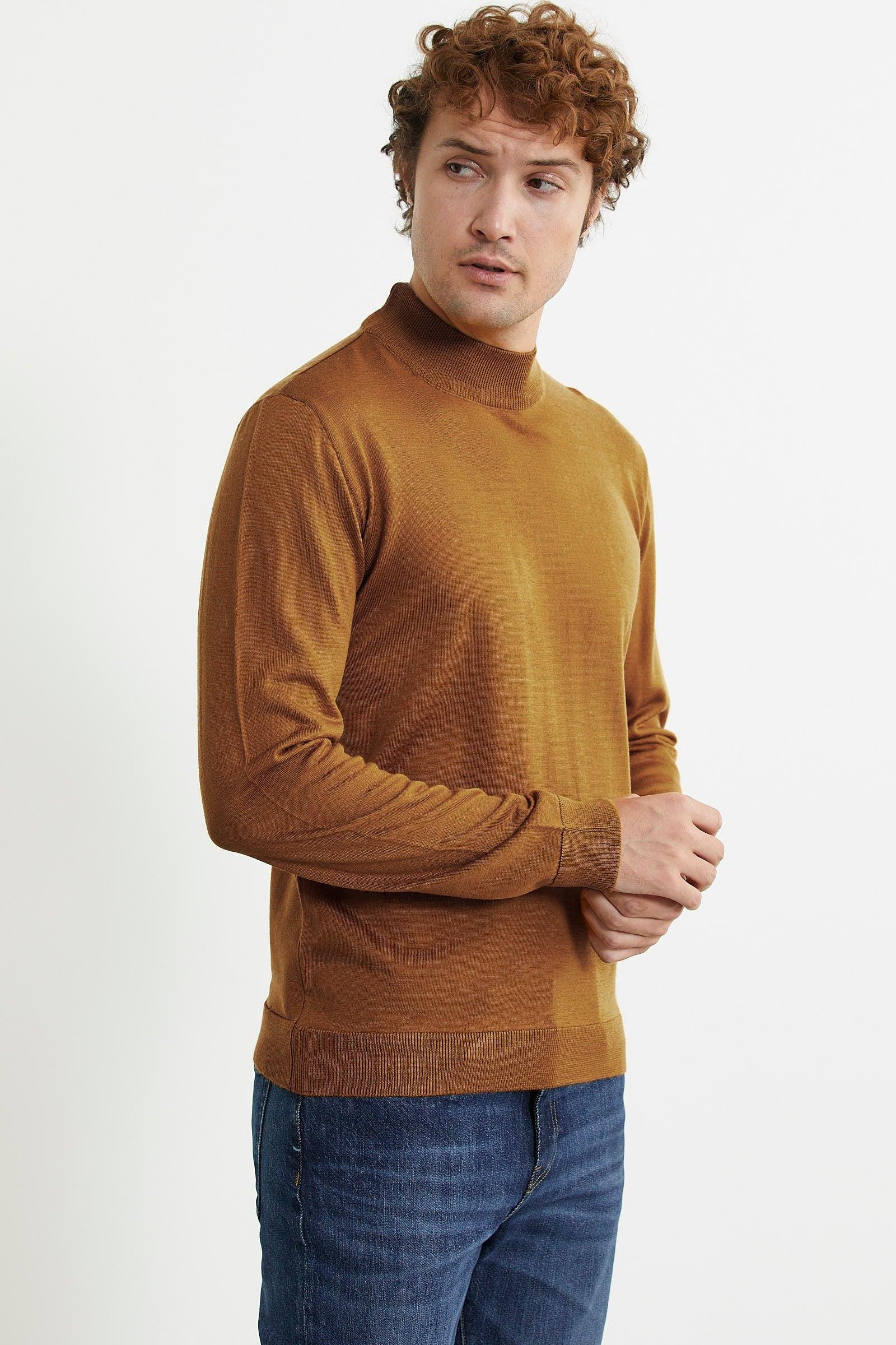 12108 Yarım Balıkçı Yünlü Triko Erkek Kazak