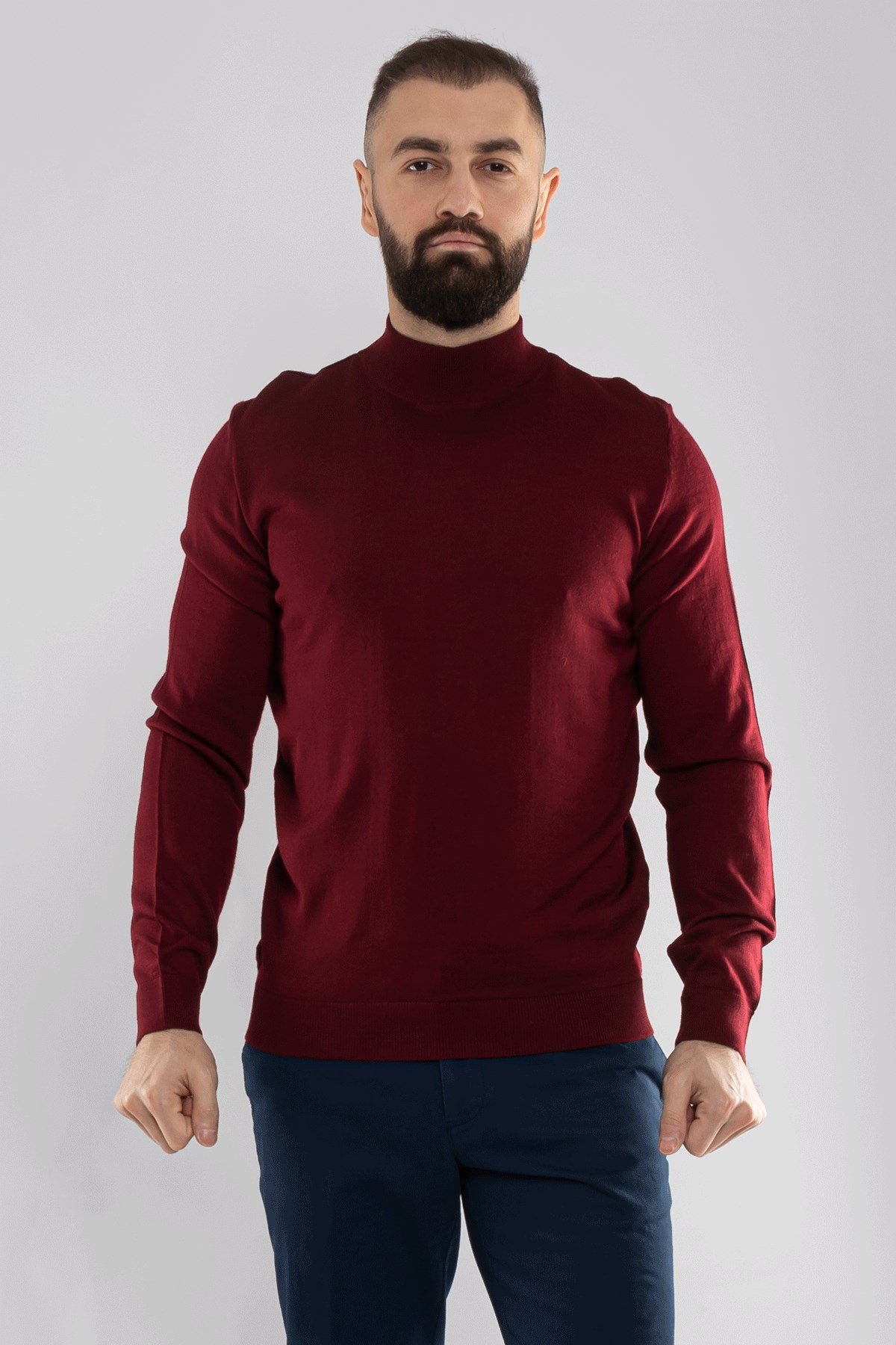 12108 Yarım Balıkçı Yünlü Triko Erkek Kazak