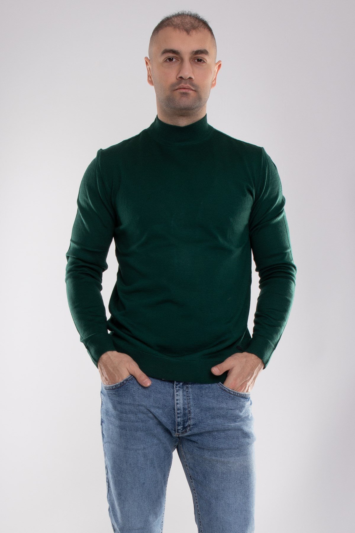 12108 Yarım Balıkçı Yünlü Triko Erkek Kazak