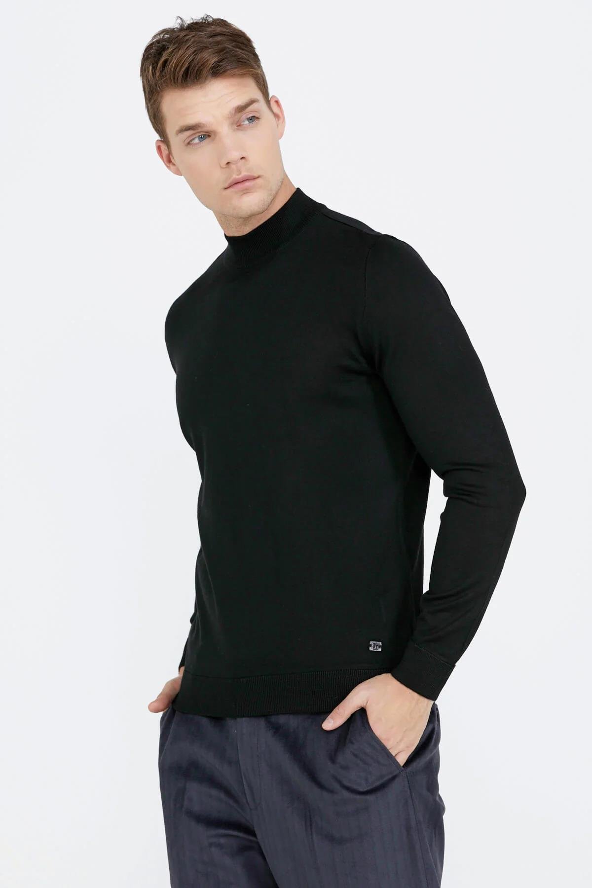 12108 Yarım Balıkçı Yünlü Triko Erkek Kazak