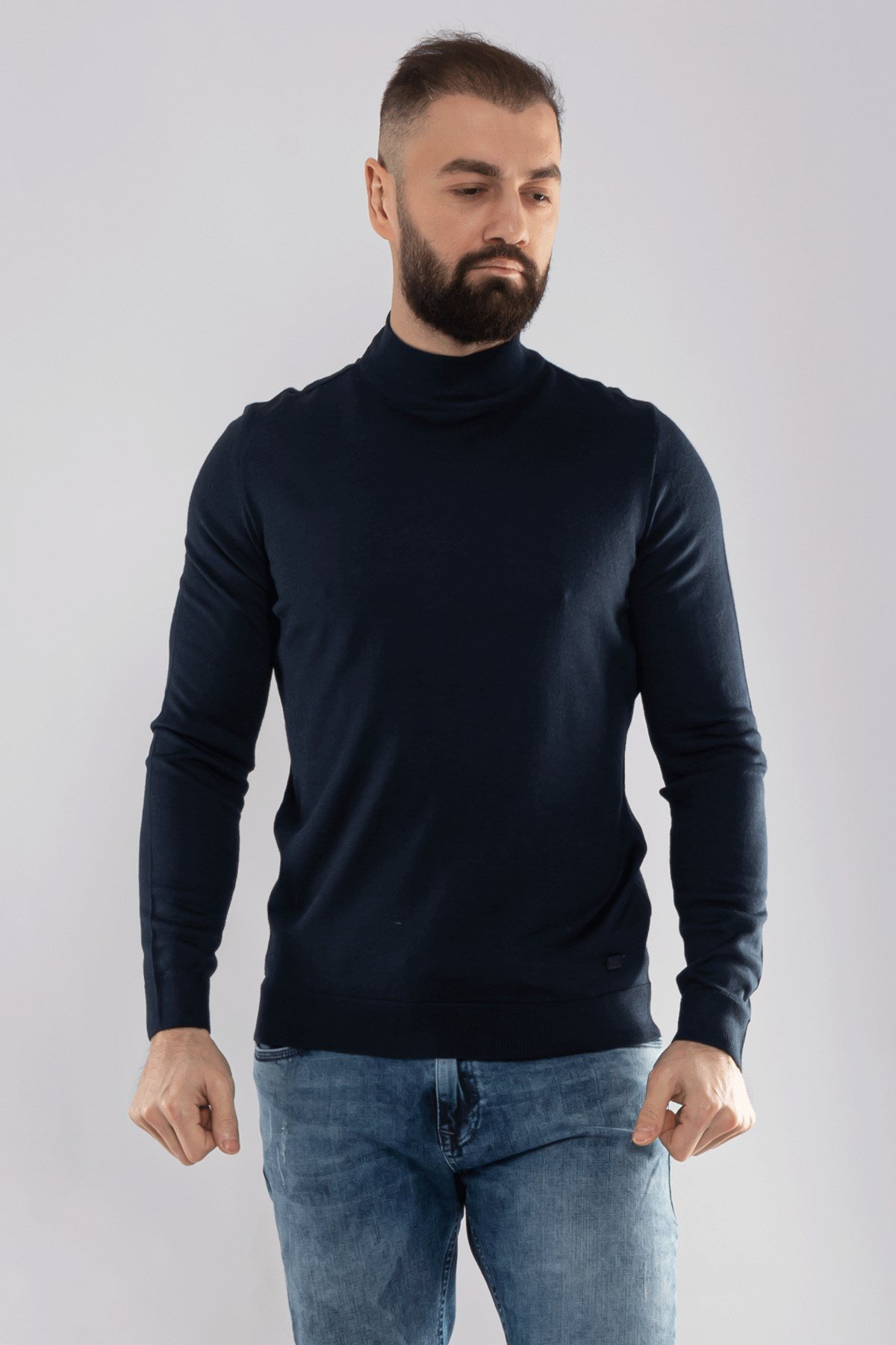 12108 Yarım Balıkçı Yünlü Triko Kazak