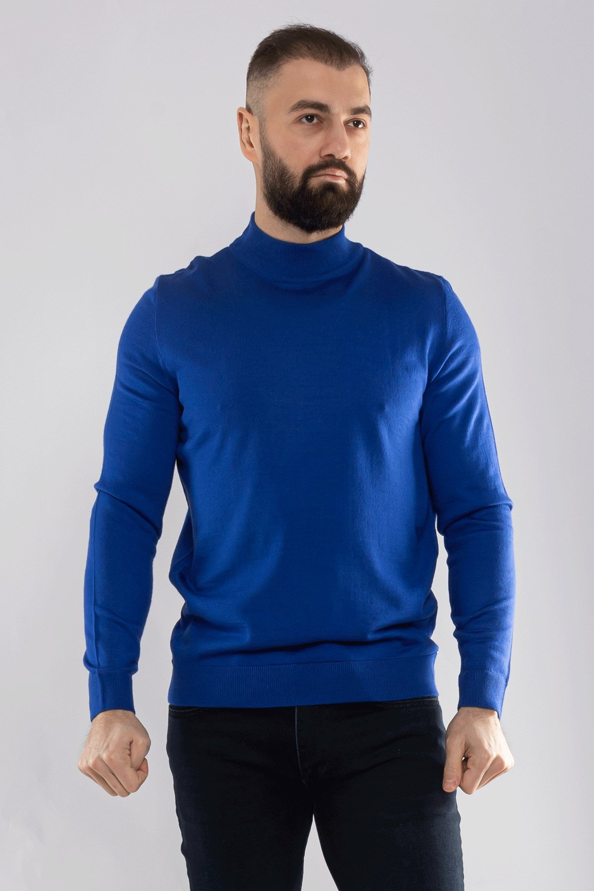 12108 Yarım Balıkçı Yünlü Triko Kazak