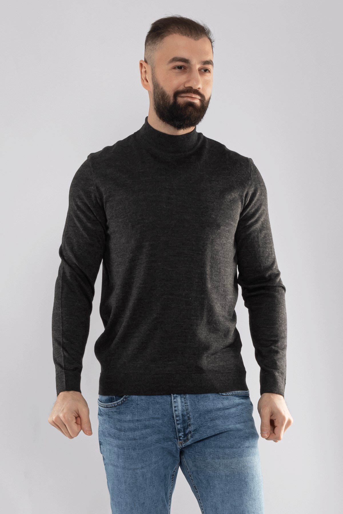 12108 Yarım Balıkçı Yünlü Triko Kazak