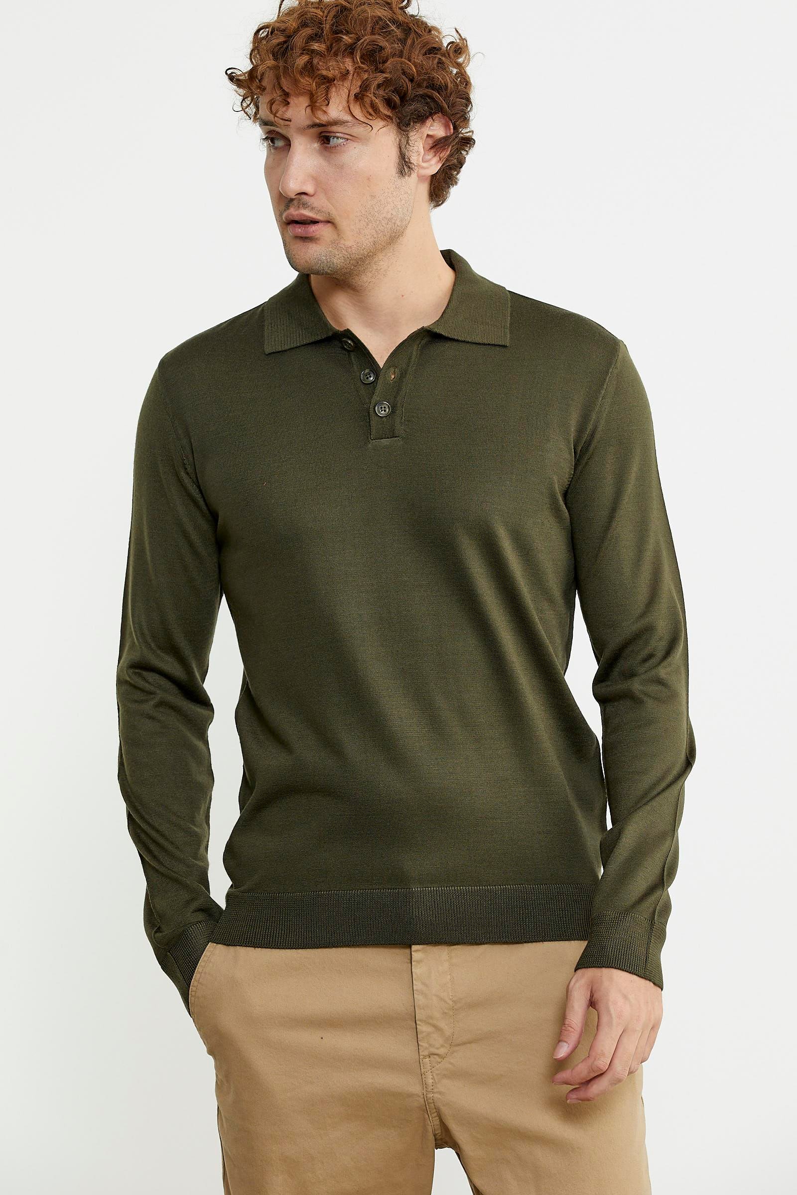 12120 Polo Yaka Düğmeli Triko Kazak