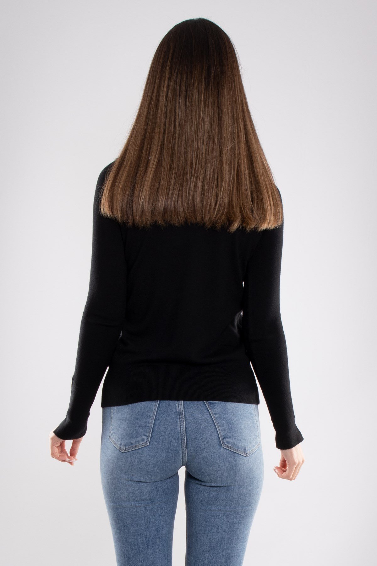 1267 Bisiklet Yaka Kol Ortası Droplu Kadın Kazak