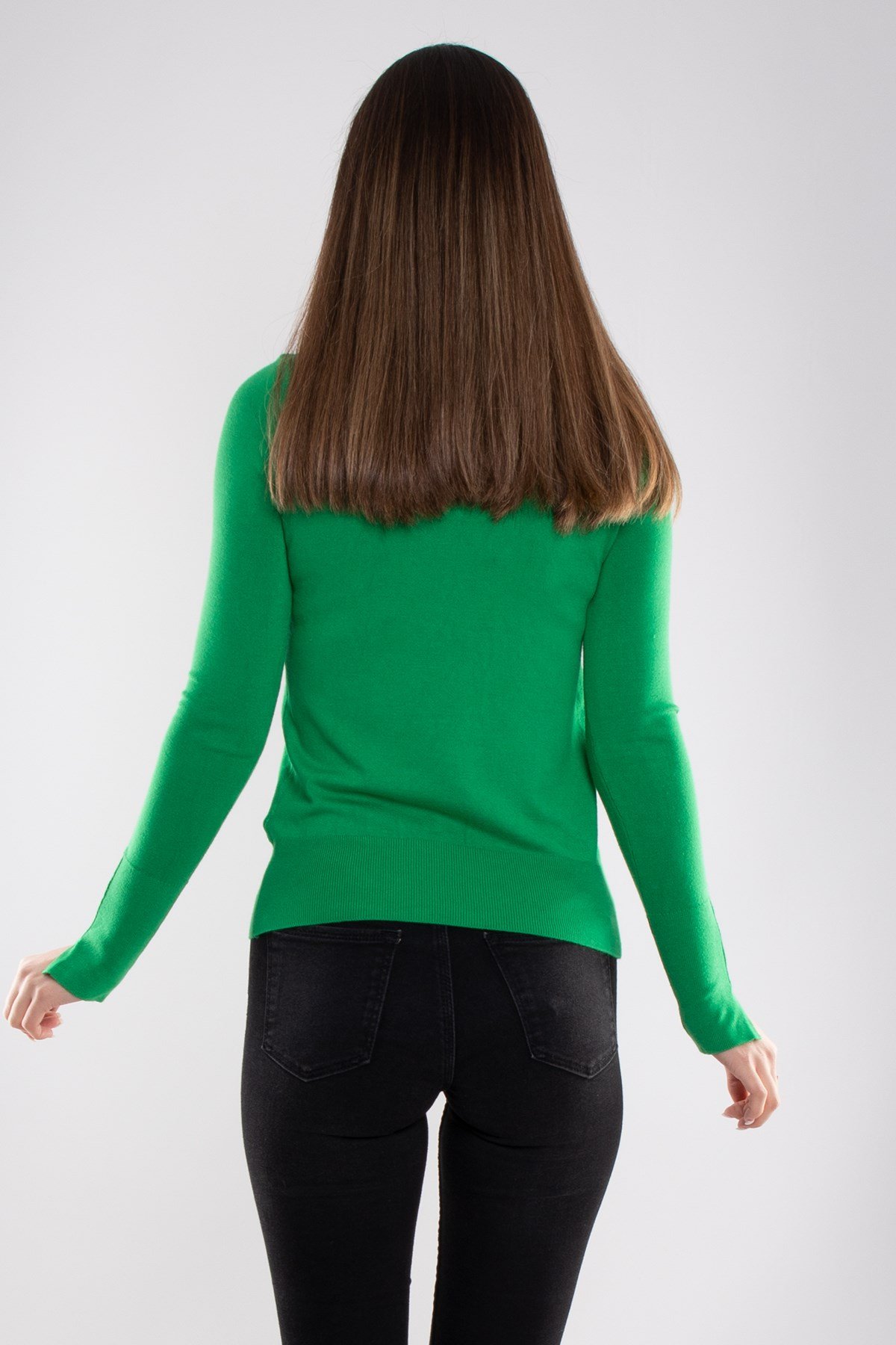 1267 Bisiklet Yaka Kol Ortası Droplu Kadın Kazak