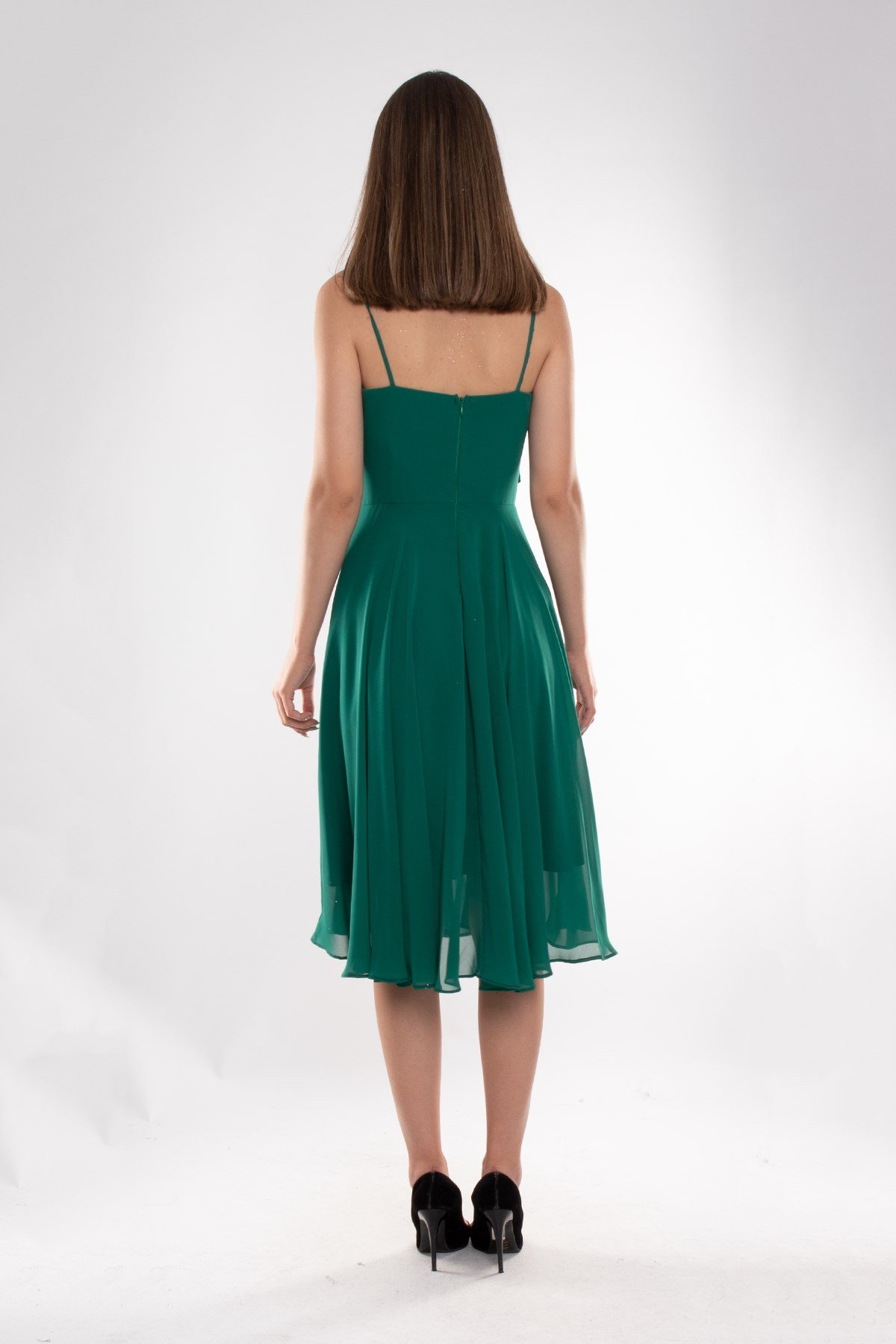 1303 Önü Degrade Kısa Şifon Elbise