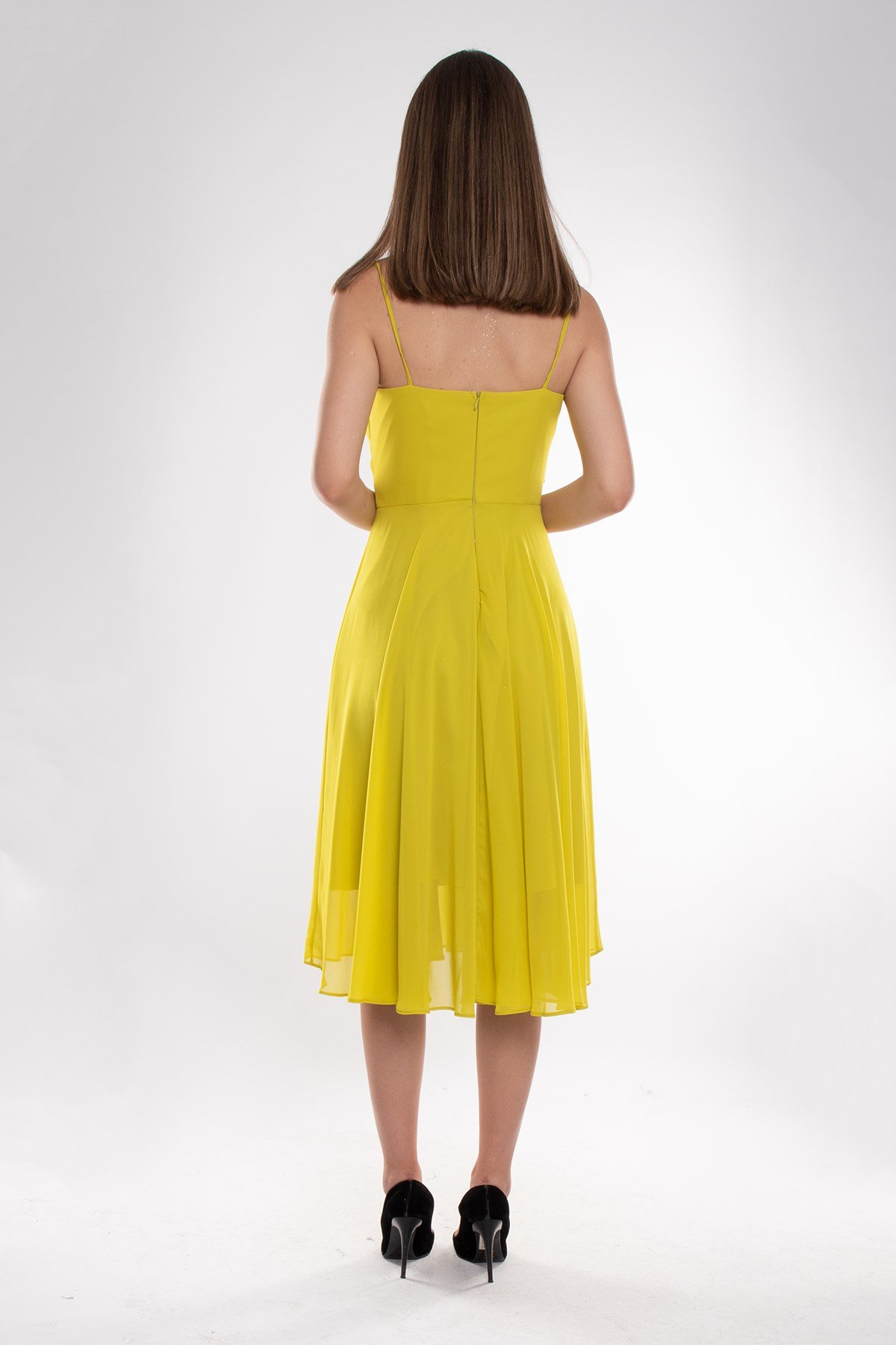 1303 Önü Degrade Kısa Şifon Elbise