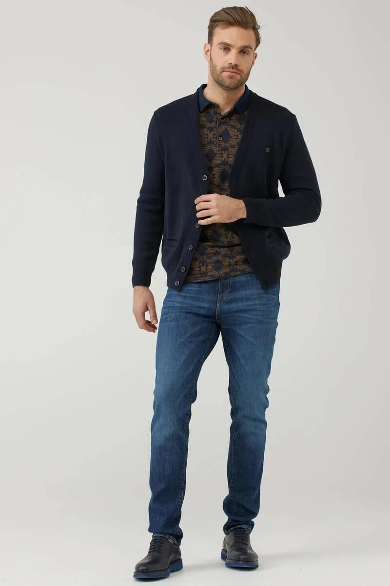 14222 Yünlü V Yaka Düğmeli Erkek Triko Ceket