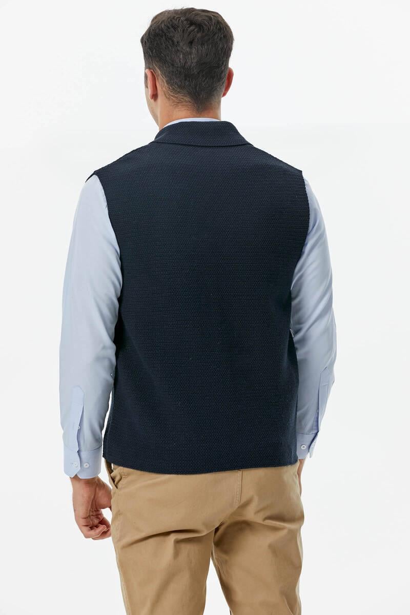 14246 Polo Yaka Düğmeli Erkek Yelek