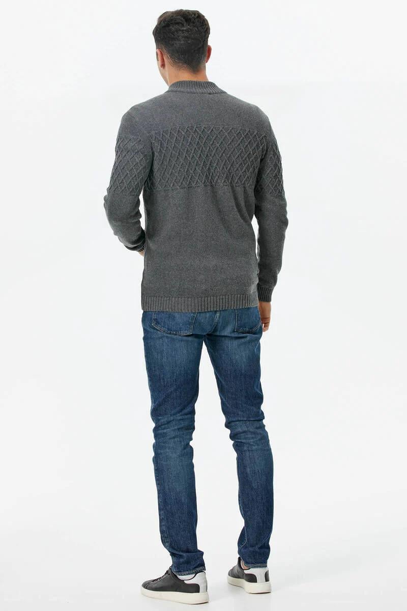 14290 Yünlü Dik Yaka Fermuarlı Erkek Triko Hırka