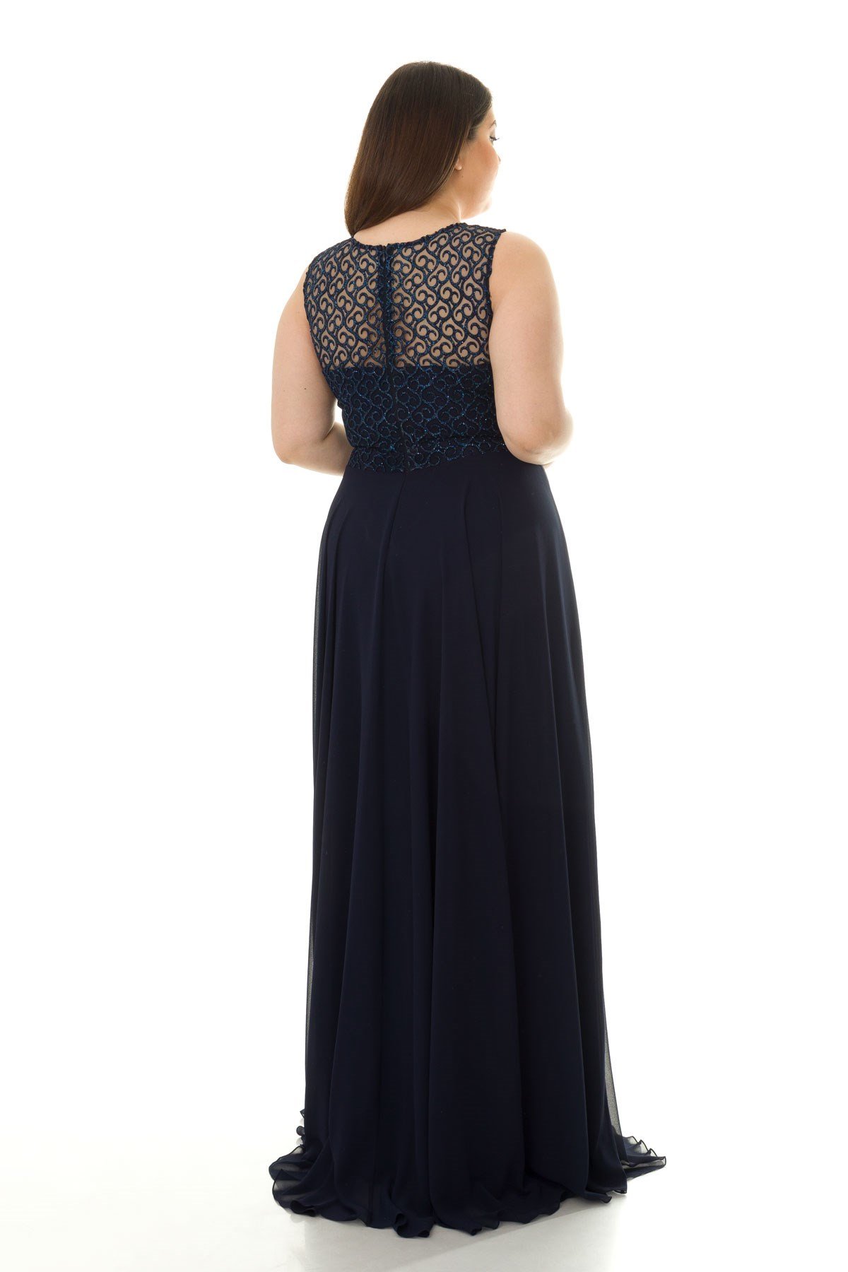 18108 BB SİMLİ DESENLİ UZUN ABİYE ELBİSE