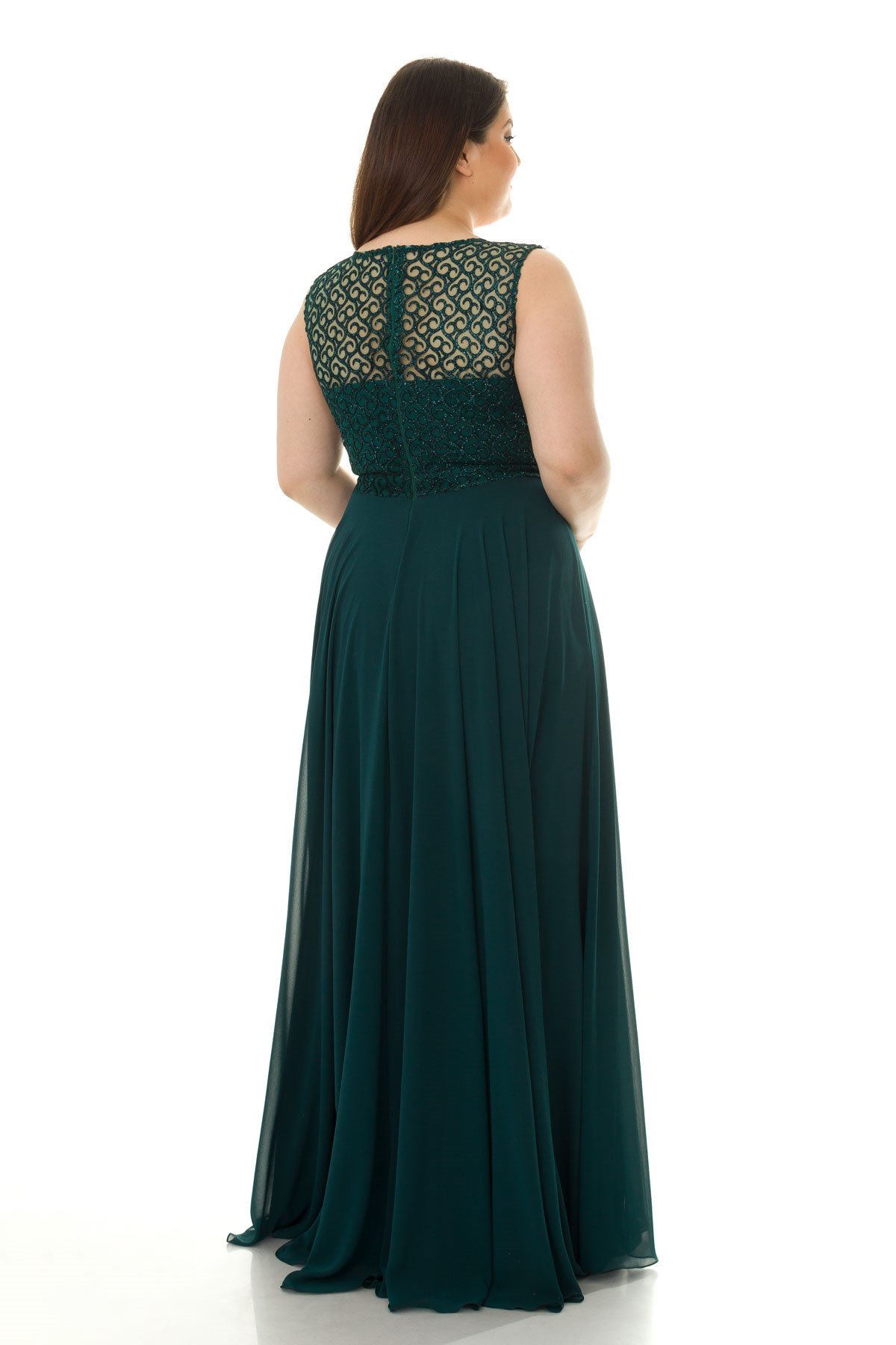 18108 BB SİMLİ DESENLİ UZUN ABİYE ELBİSE