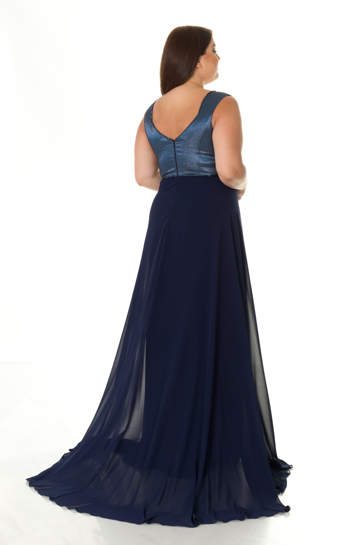 18181 BELİ PENCERELİ ÖNÜ ÇAPRAZ SİMLİ UZUN ABİYE