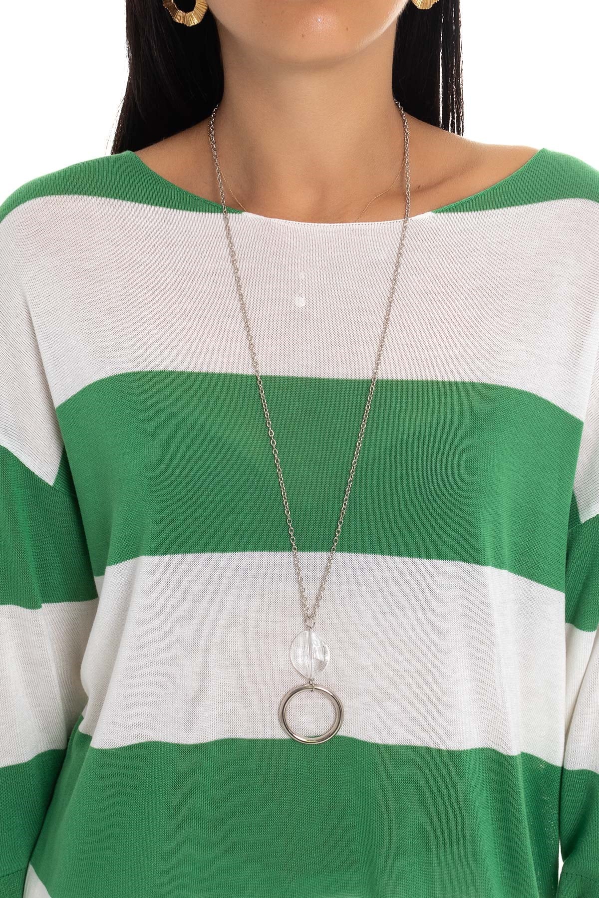 184 KB Kalın Çizgili Basic Triko Bluz