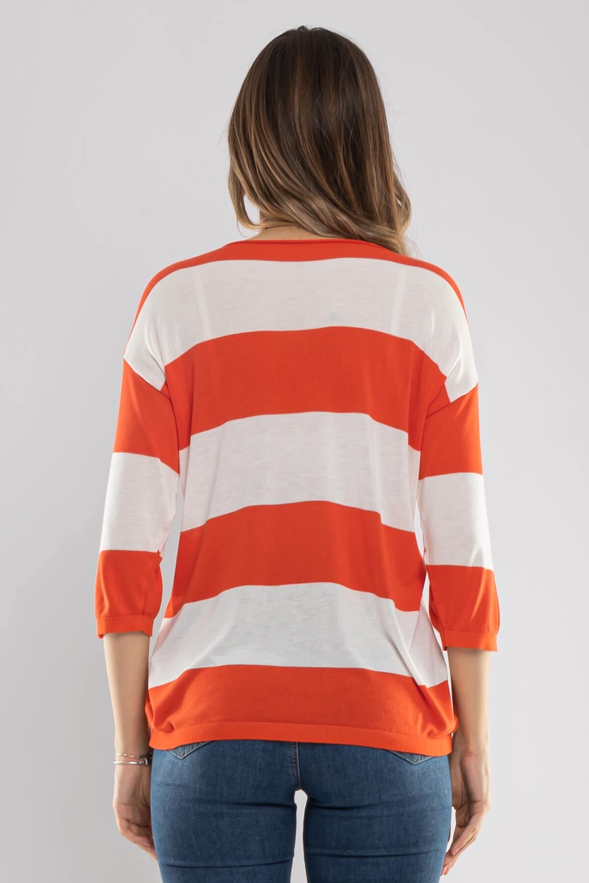 184 KB Kalın Çizgili Basic Triko Bluz