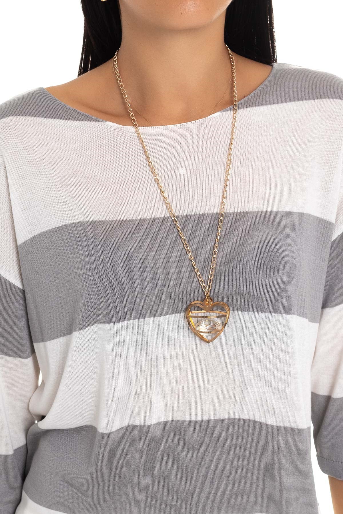 184 KB Kalın Çizgili Basic Triko Bluz