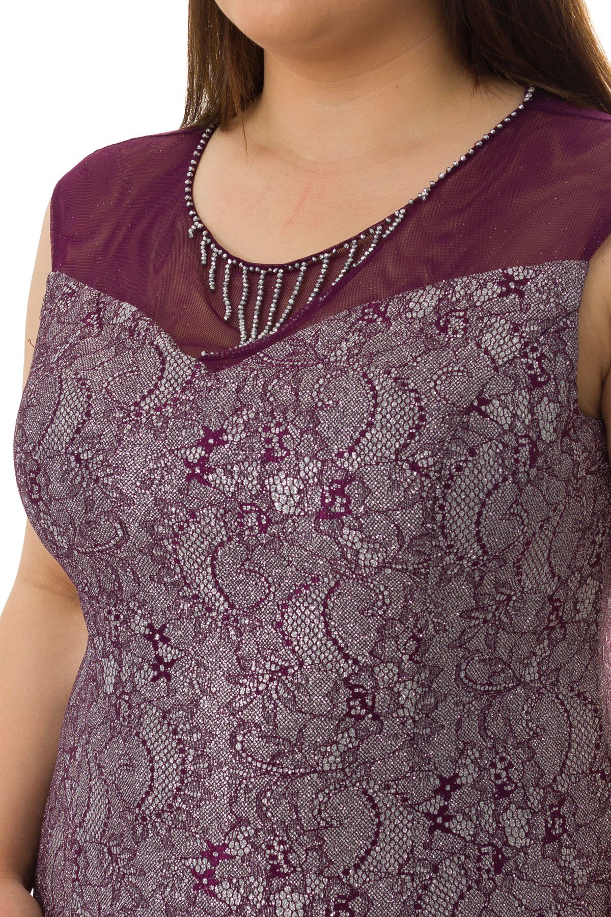 1917 BB KENDİNDEN DESENLİ KISA ABİYE ELBİSE