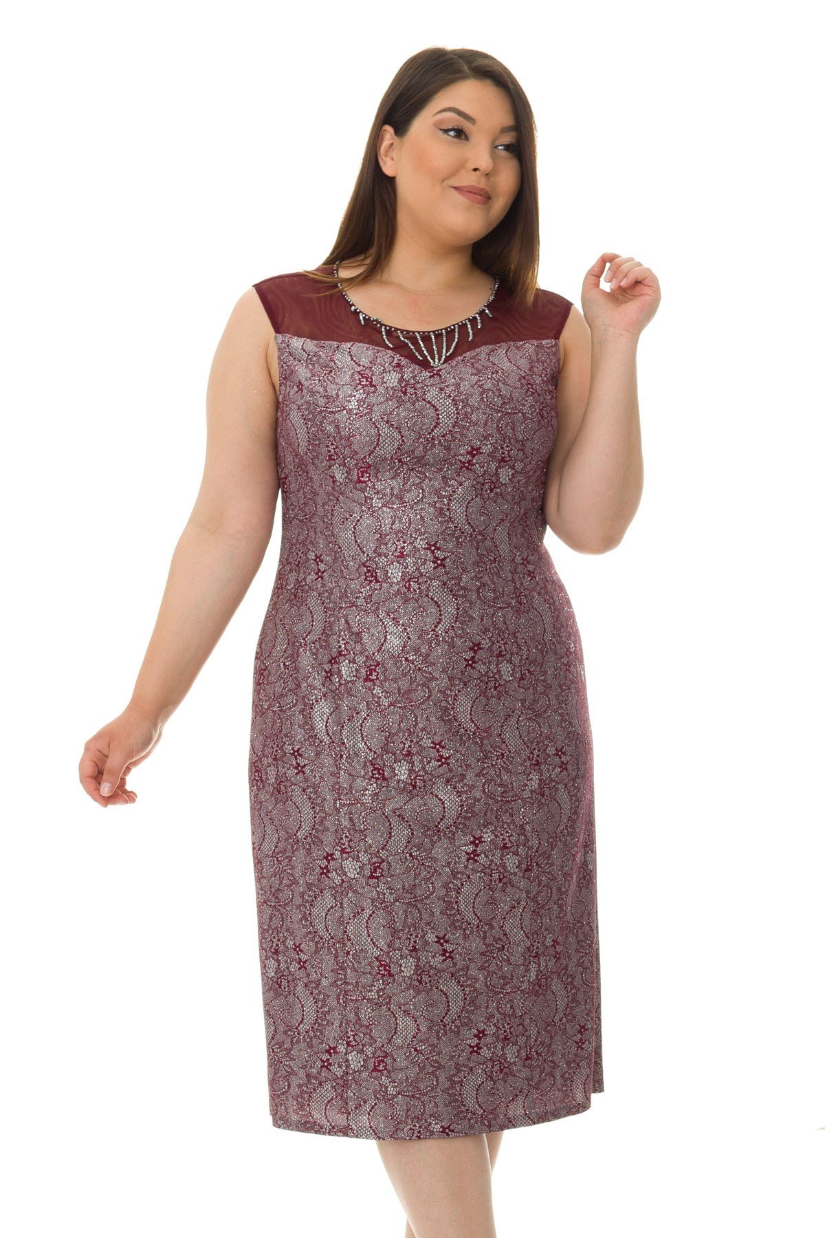 1917 BB KENDİNDEN DESENLİ KISA ABİYE ELBİSE