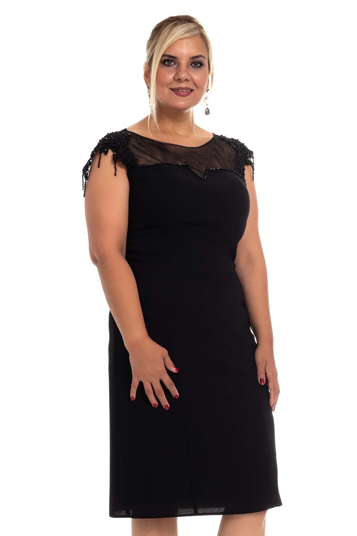 2004 BB Kolu Nakış İşli Boncuklu Kısa Elbise