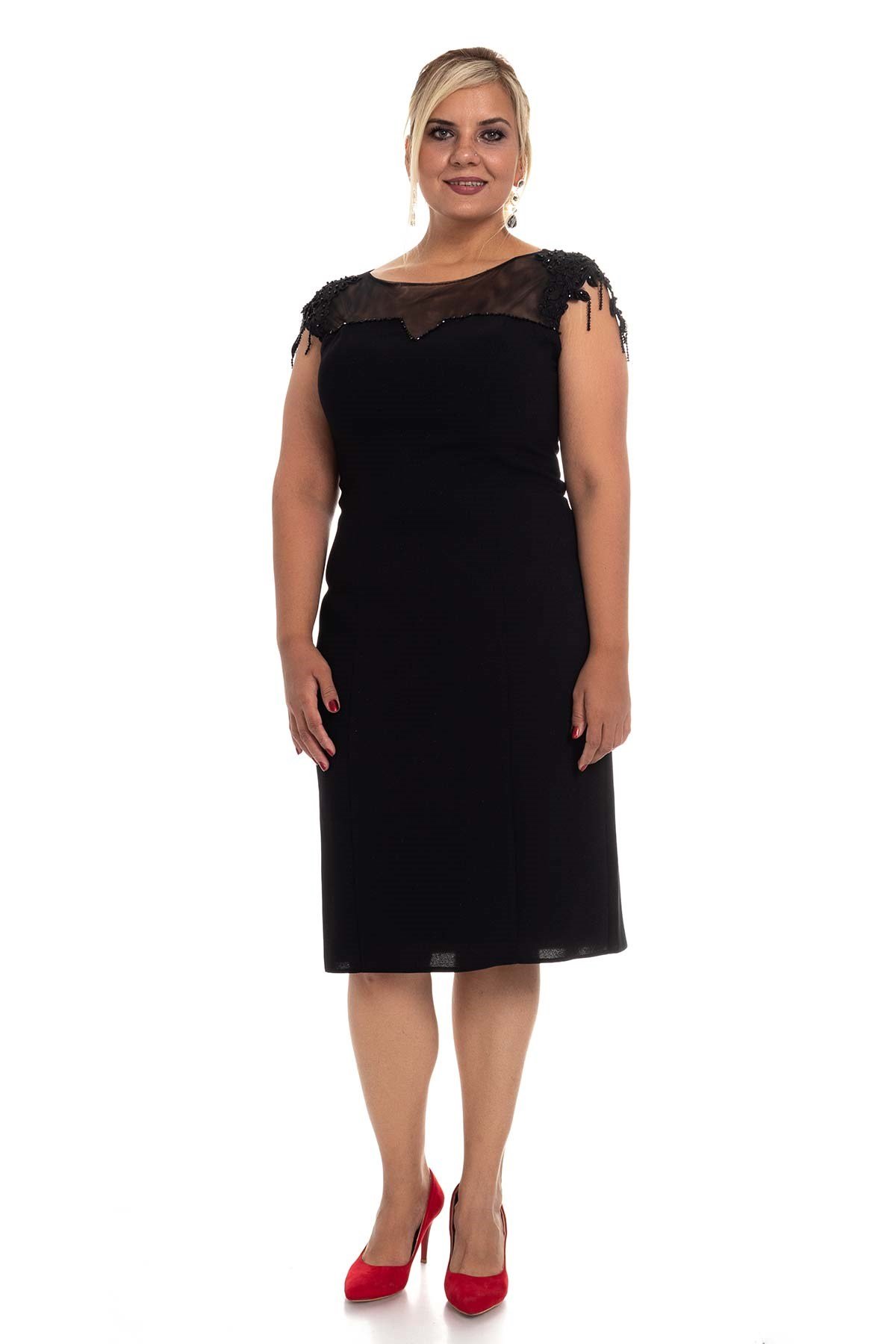 2004 BB Kolu Nakış İşli Boncuklu Kısa Elbise