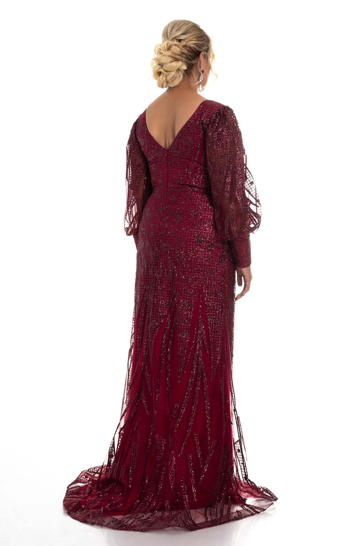 20152 BB V Yaka Sim Uzun Kol Balık Elbise