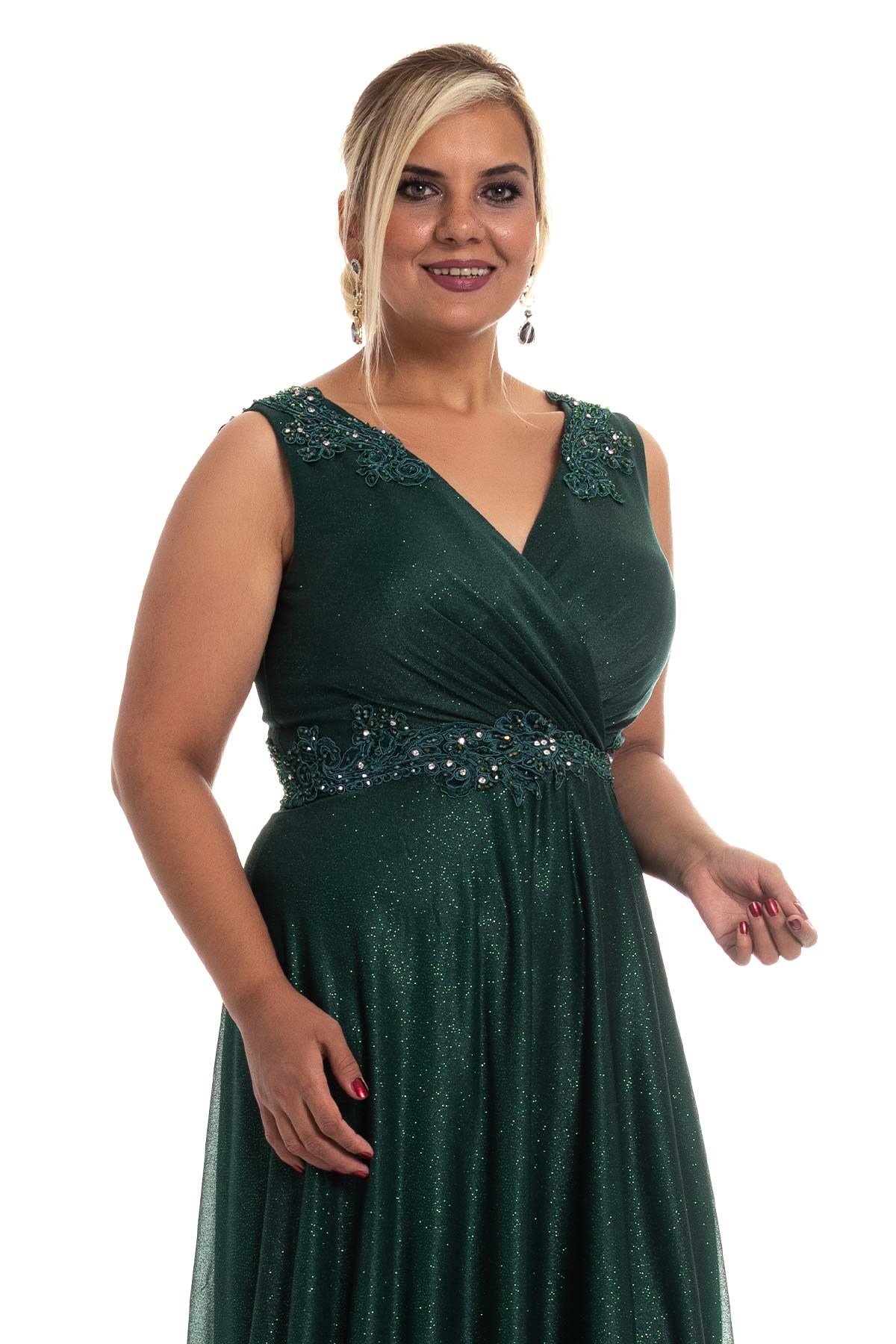 20178 BB Kruv.Yaka Bel Omuz Taşlı Simli Uzun Abiye