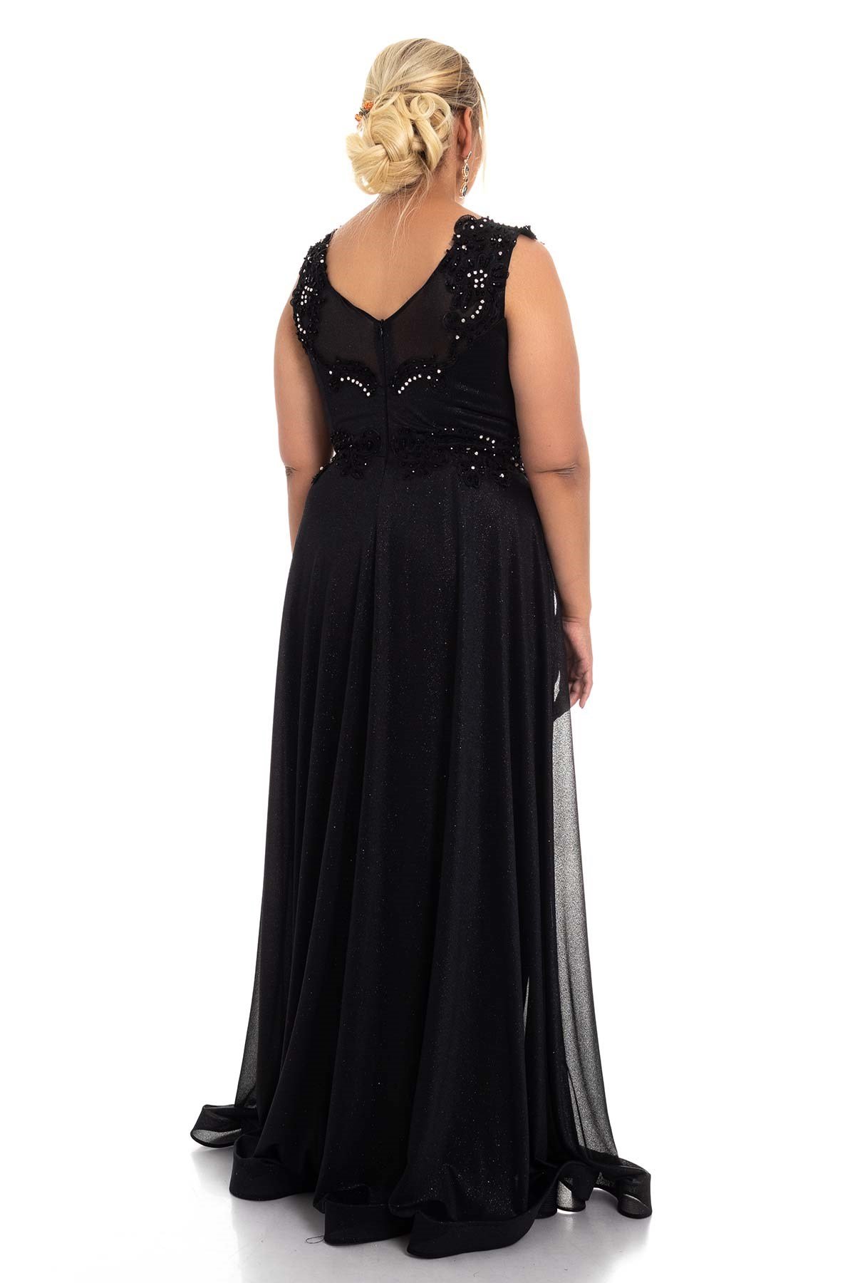 20178 BB Kruv.Yaka Bel Omuz Taşlı Simli Uzun Abiye