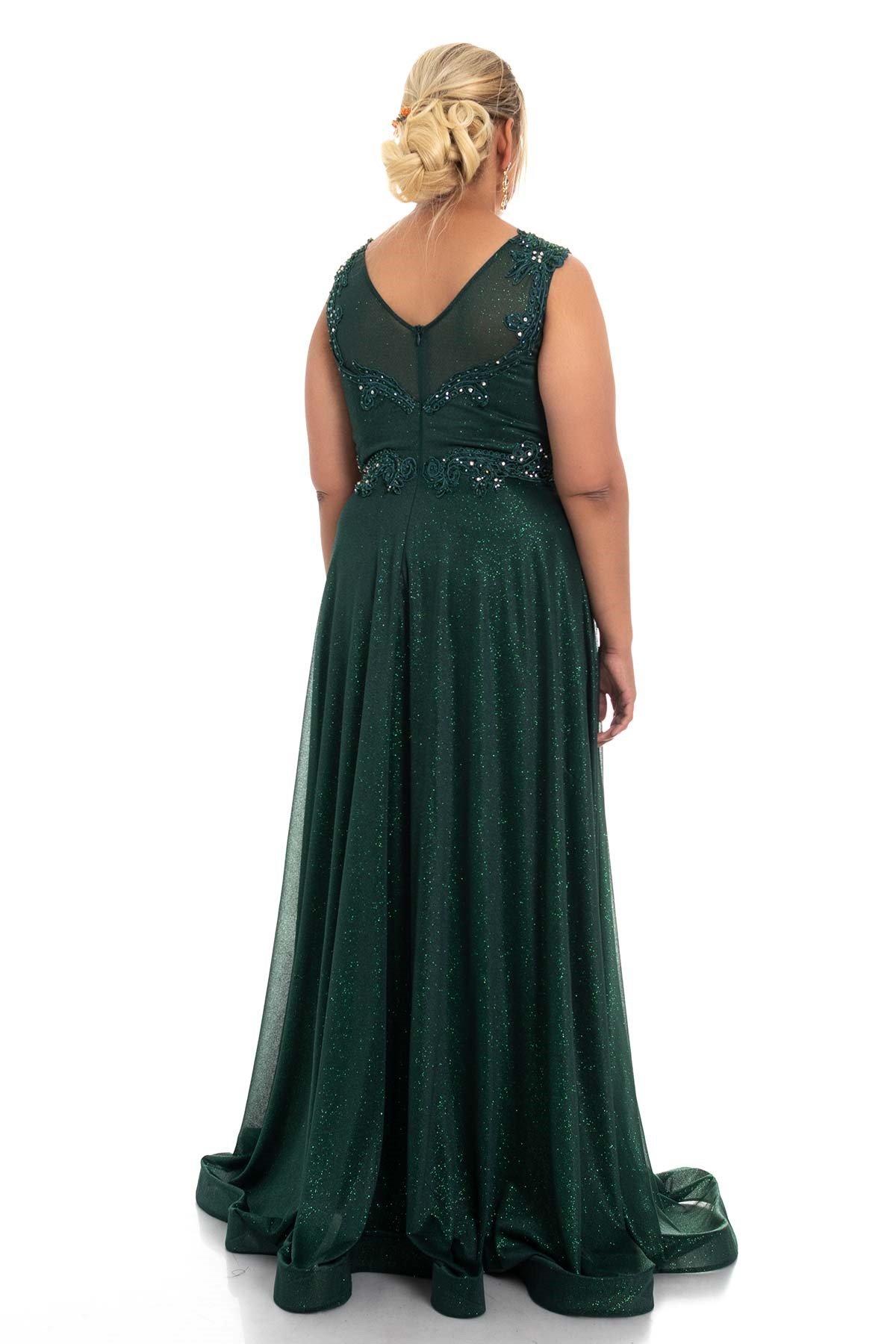 20178 BB Kruv.Yaka Bel Omuz Taşlı Simli Uzun Abiye