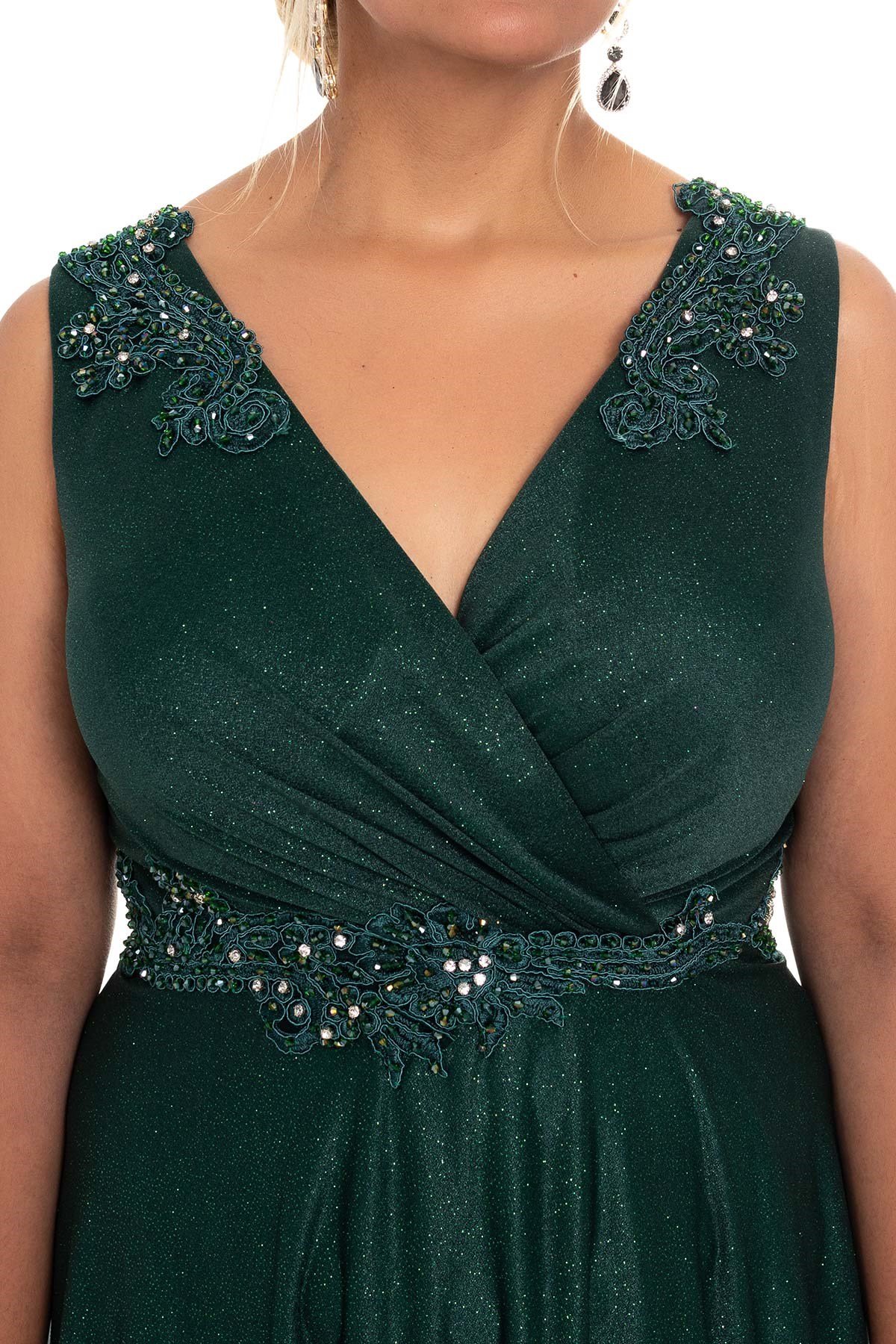 20178 BB Kruv.Yaka Bel Omuz Taşlı Simli Uzun Abiye