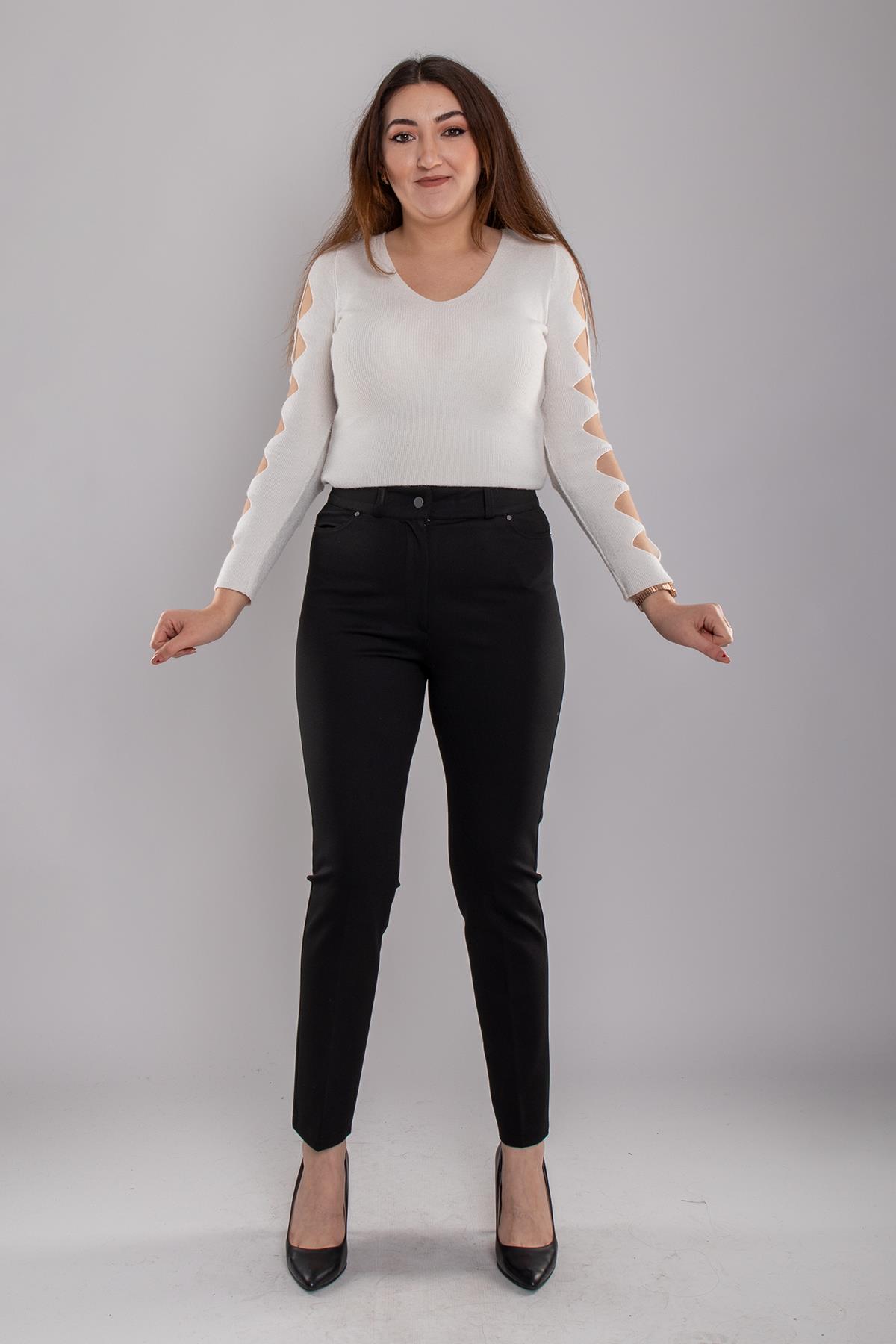 2032 5 Cep Zımba Detaylı Büyük Beden Pantolon