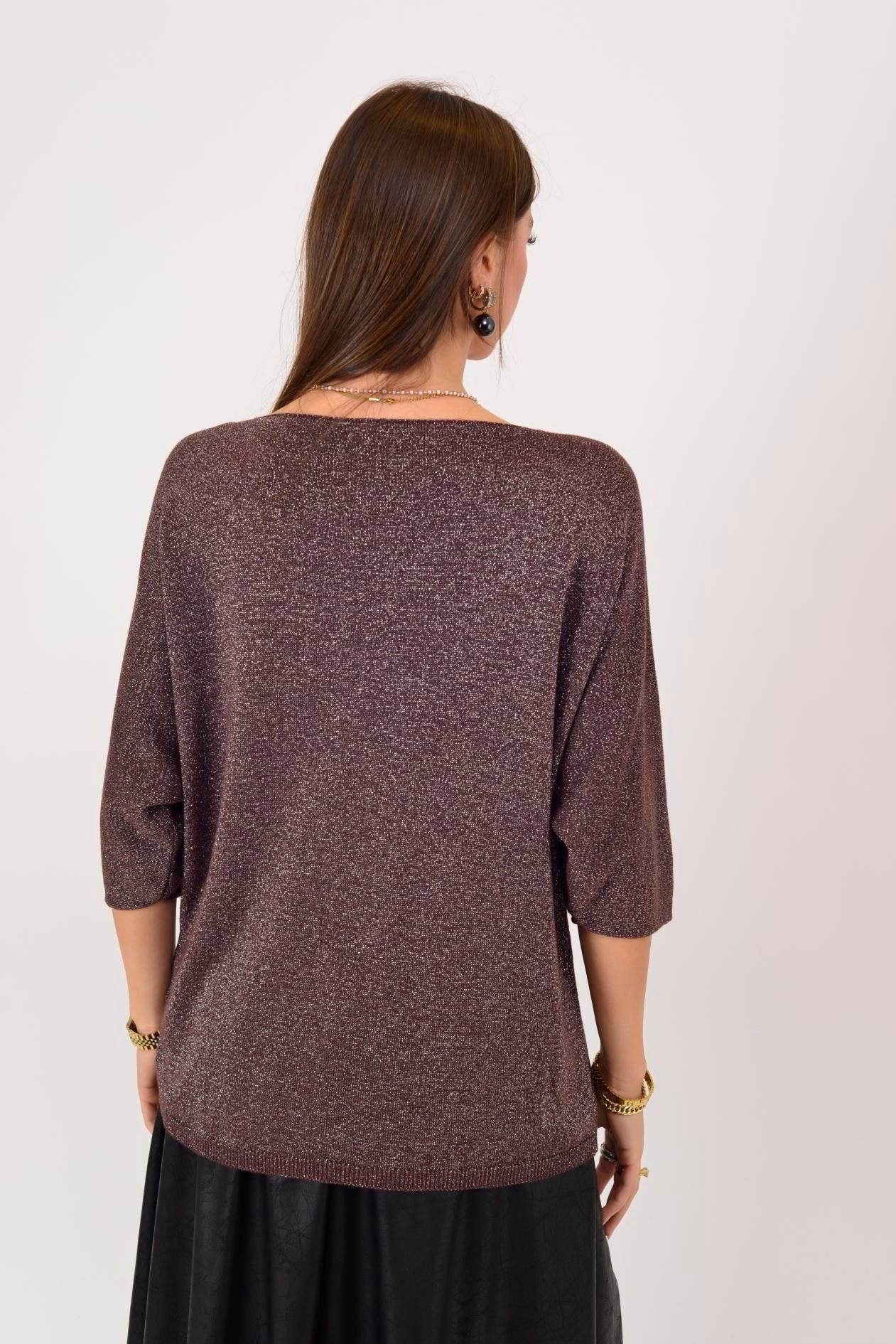 21130 İnci Detay Vyaka Simli Kısa Kol Bluz