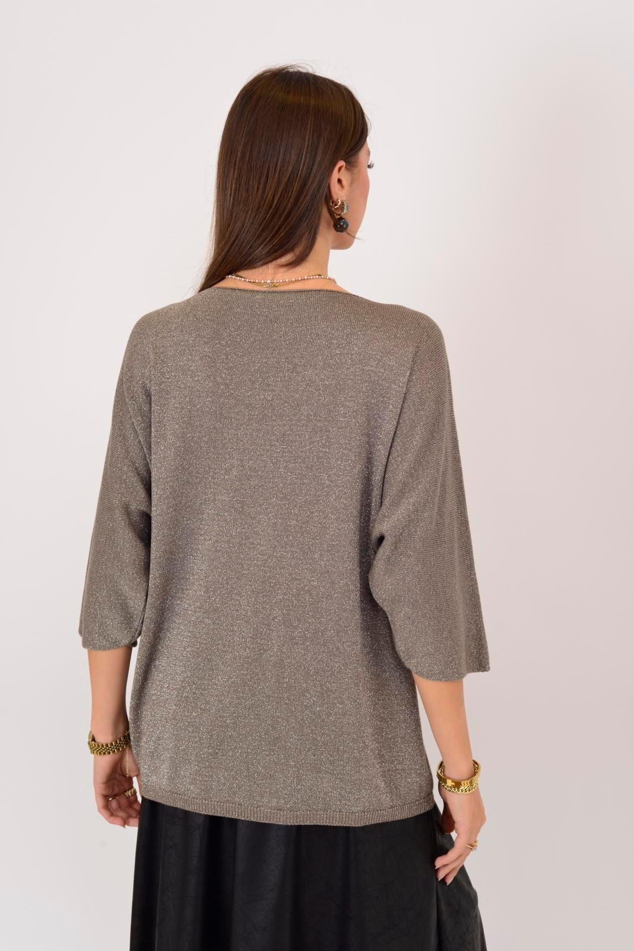 21130 İnci Detay Vyaka Simli Kısa Kol Bluz