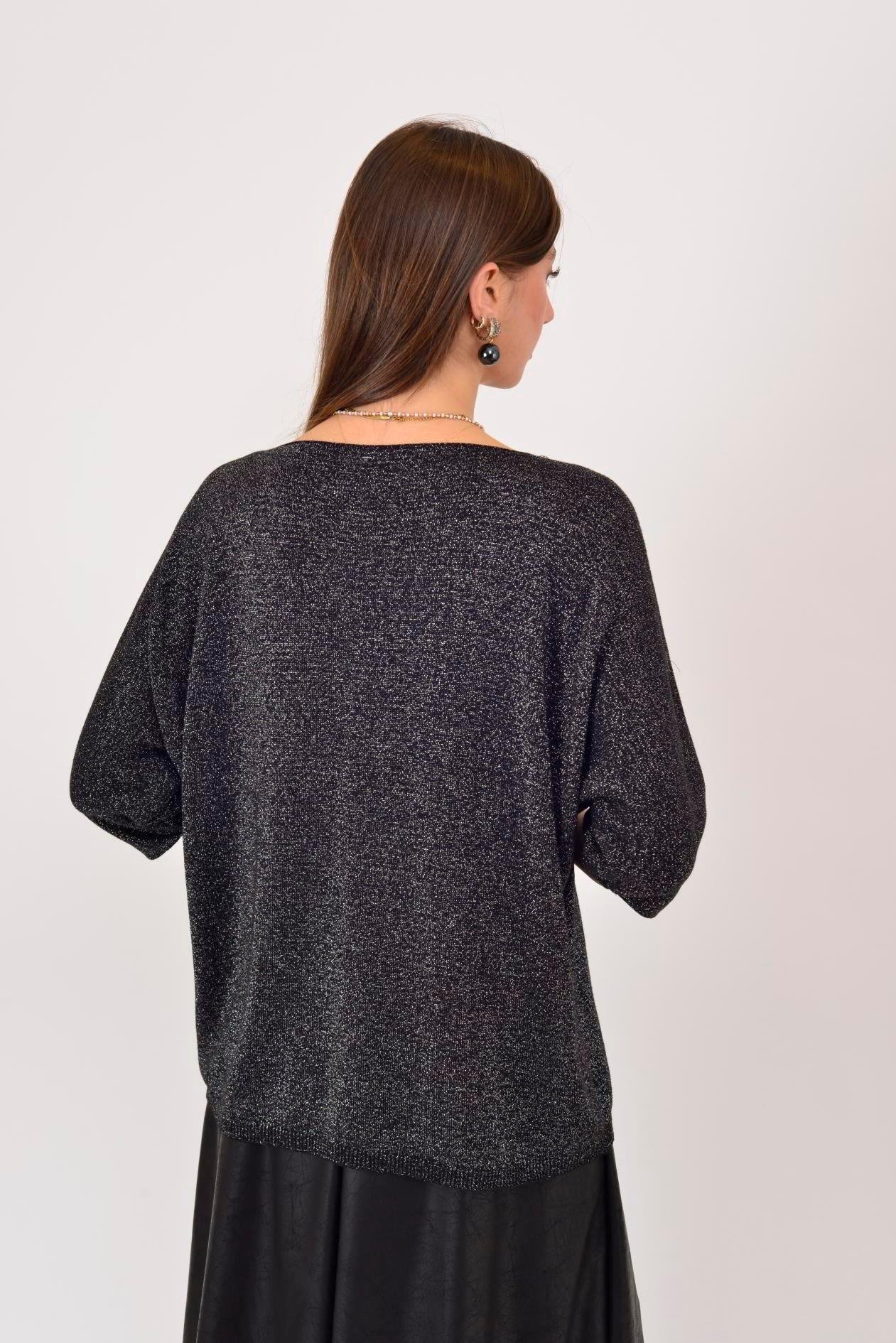 21130 İnci Detay Vyaka Simli Kısa Kol Bluz