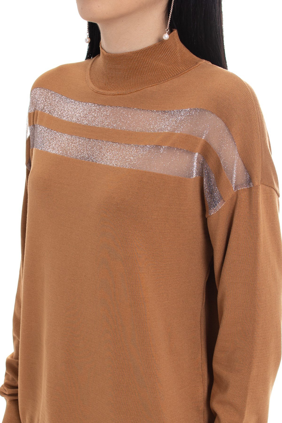 2127 Sim Şerit Detay Balıkçı Yaka Viscon Triko