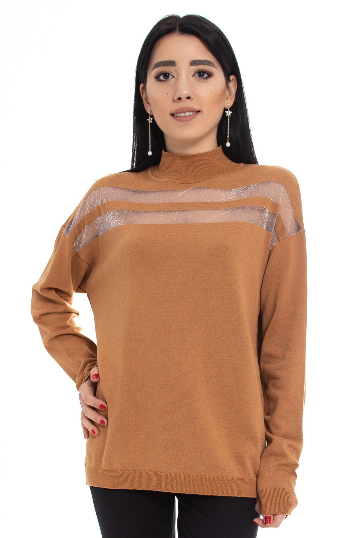 2127 Sim Şerit Detay Balıkçı Yaka Viscon Triko