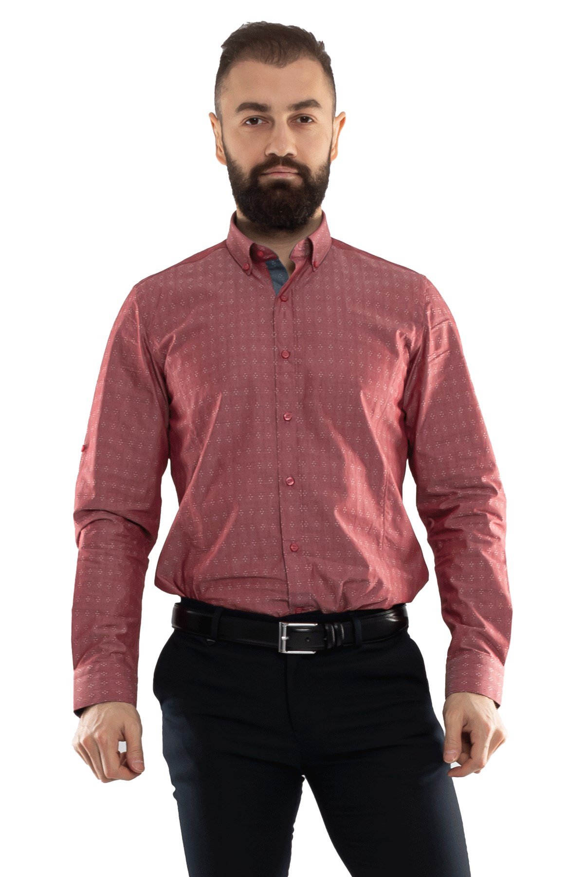 2151 SF Çiçek Desenli Uzun Kol Gömlek