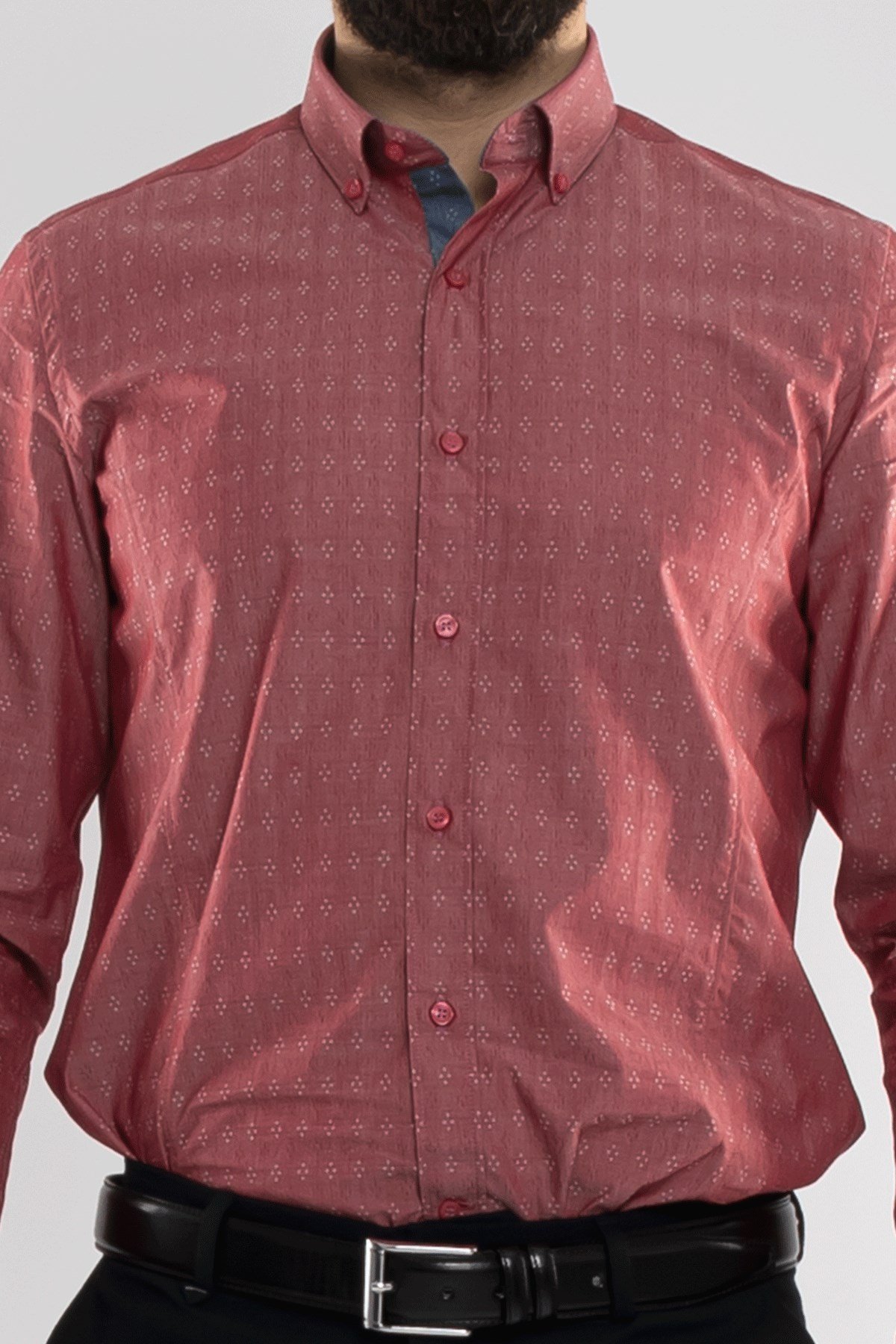 2151 SF Çiçek Desenli Uzun Kol Gömlek