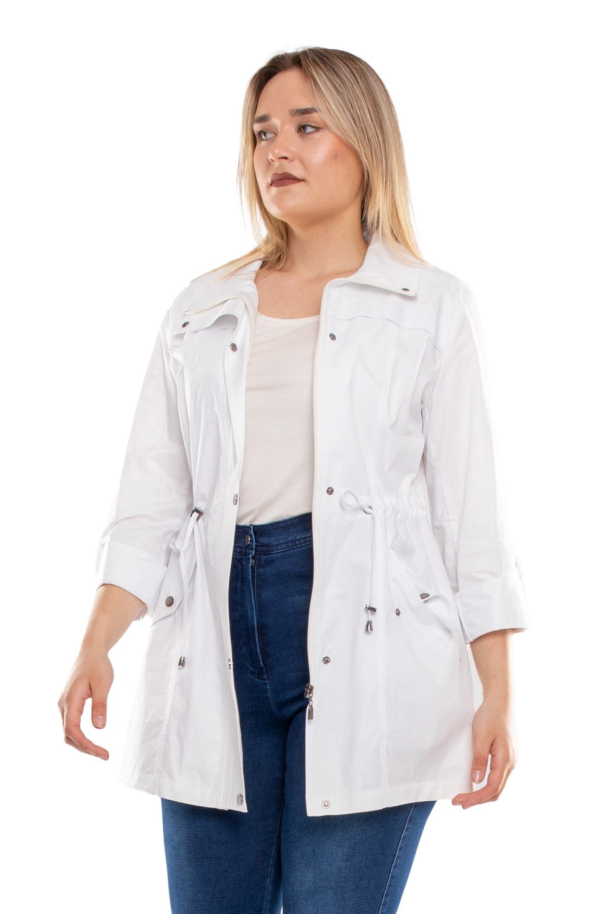 2157 Büyük Beden Beli Bağcıklı Astarsız Pamuklu Kap