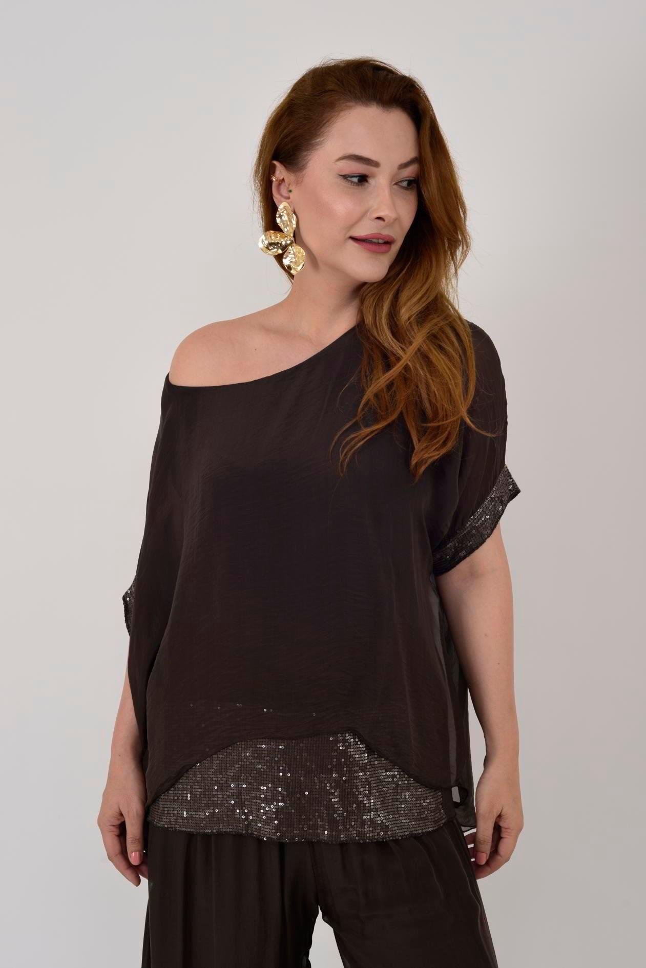 2161 Pulpayet Detay Bluz Pantolon İpek Takım