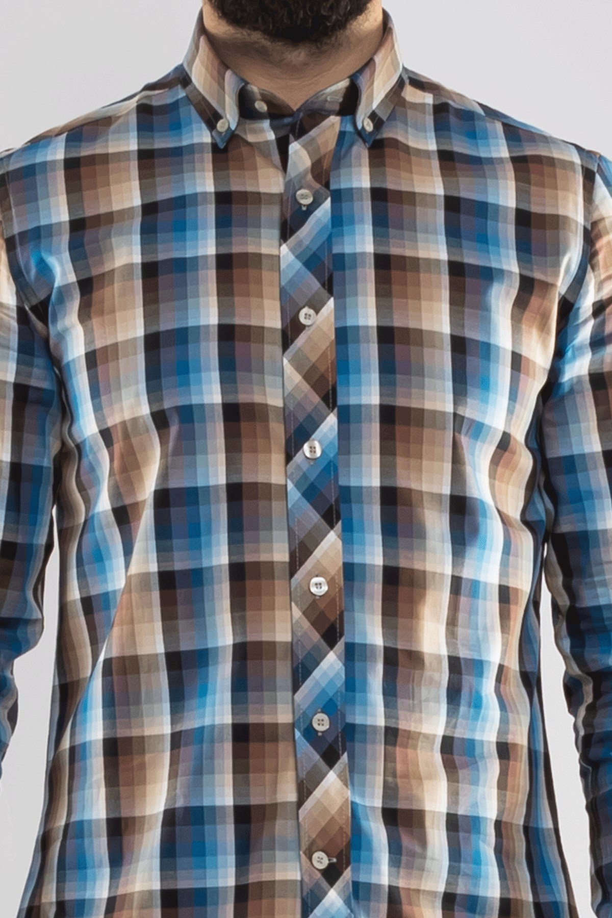 2186 SF KARELİ KARIŞIK RENKLİ GÖMLEK