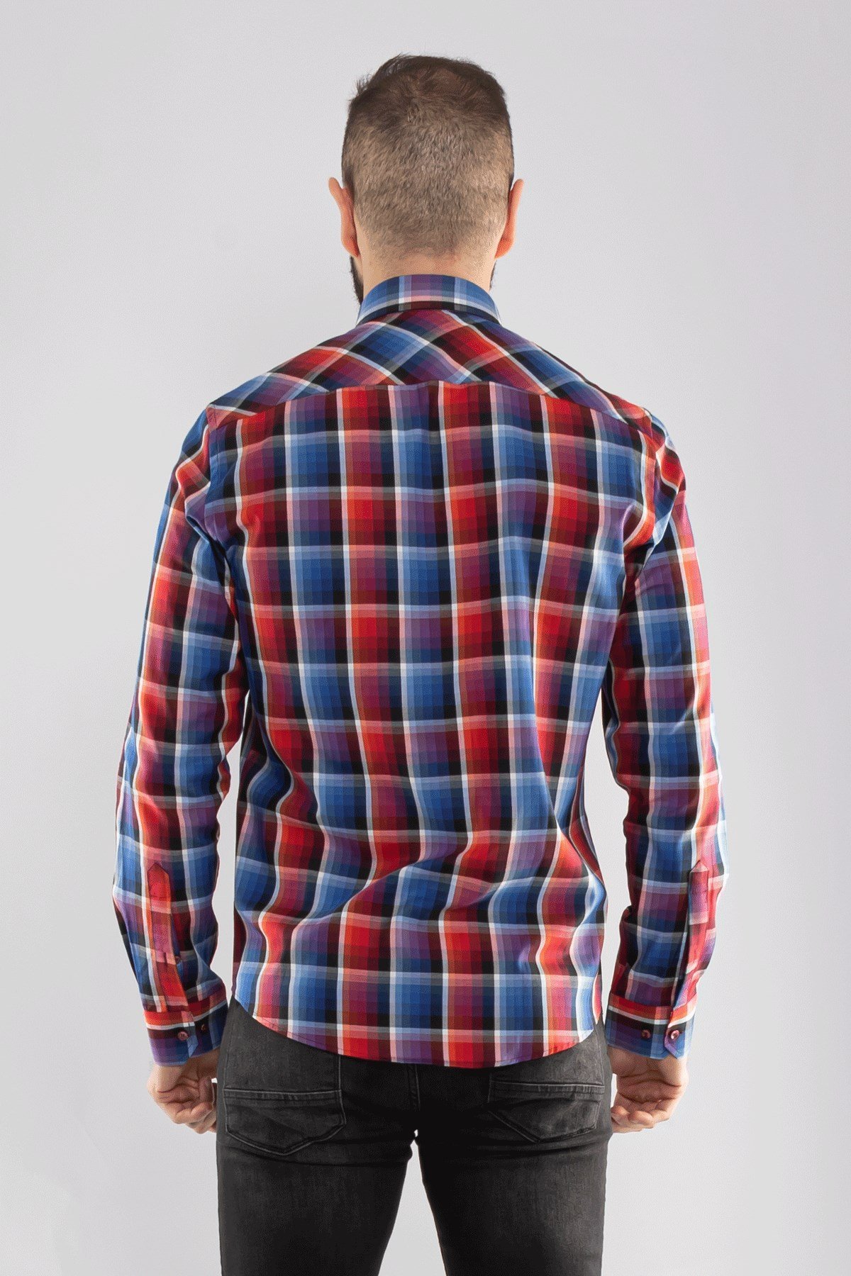 2186 SF KARELİ KARIŞIK RENKLİ GÖMLEK