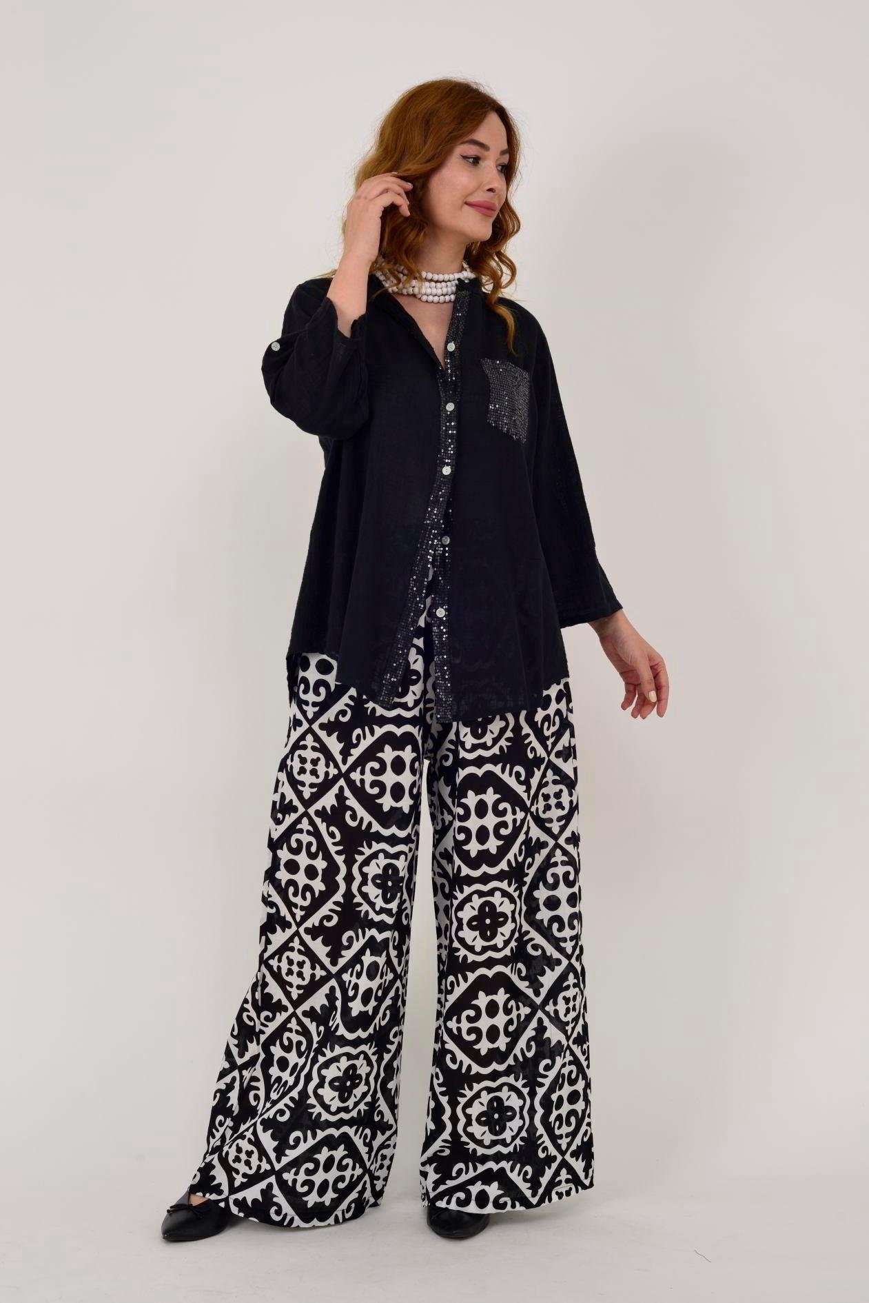 22046 Pul Detaylı 3 Düğmeli Keten Gömlek