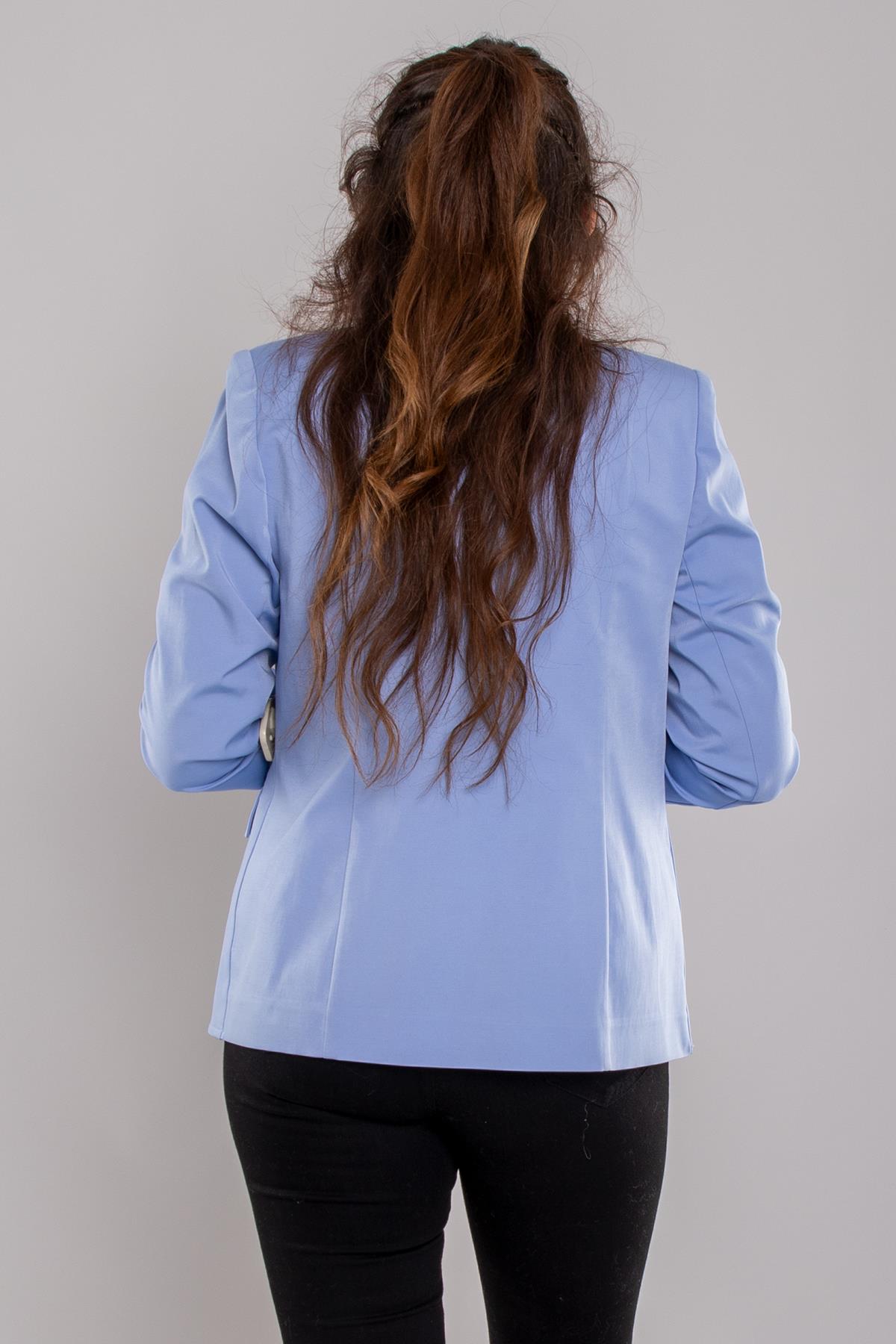 221 Büyük Beden Keten Tek Düğme Ceket