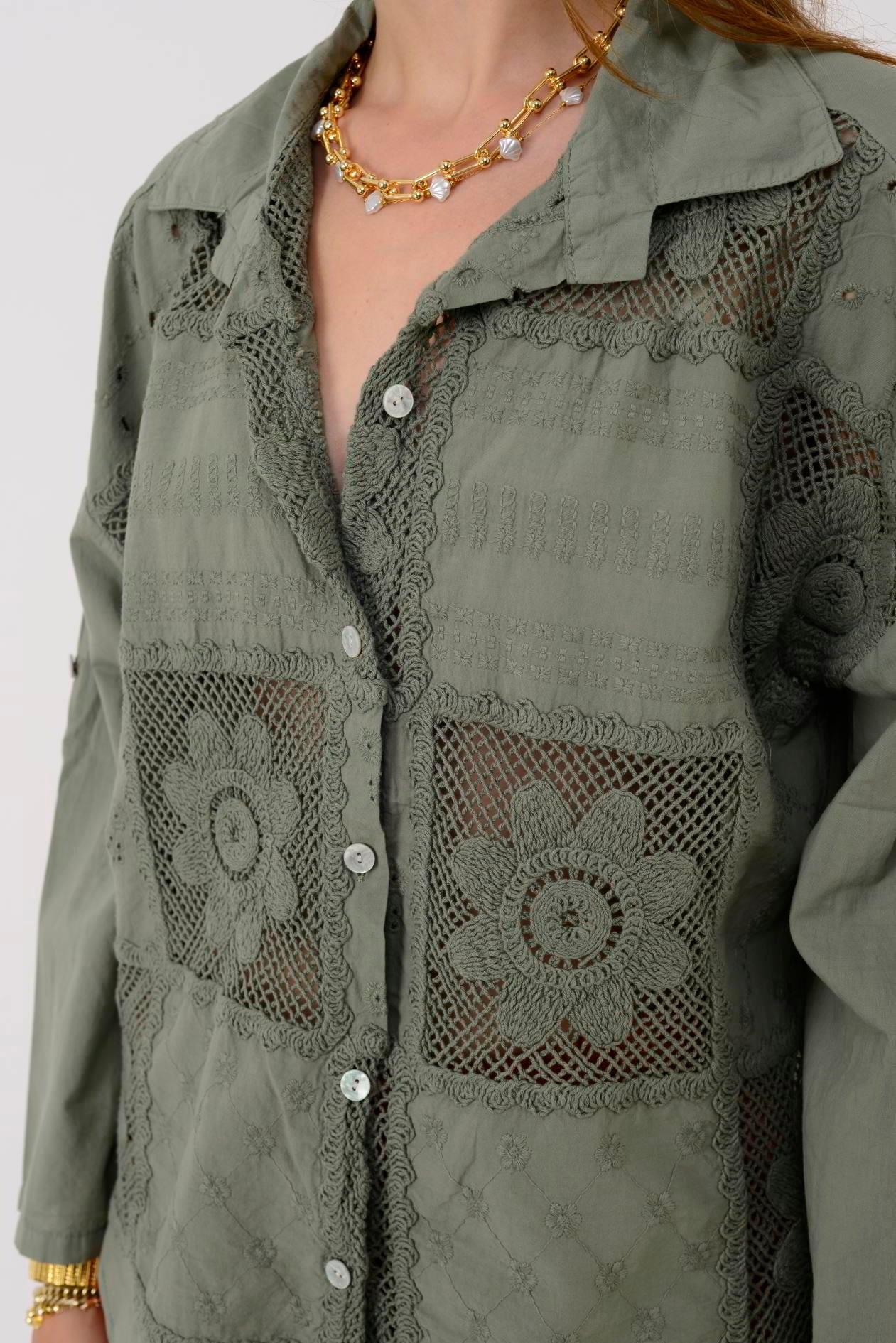 23019 Krizantem Dantelli Gömlek