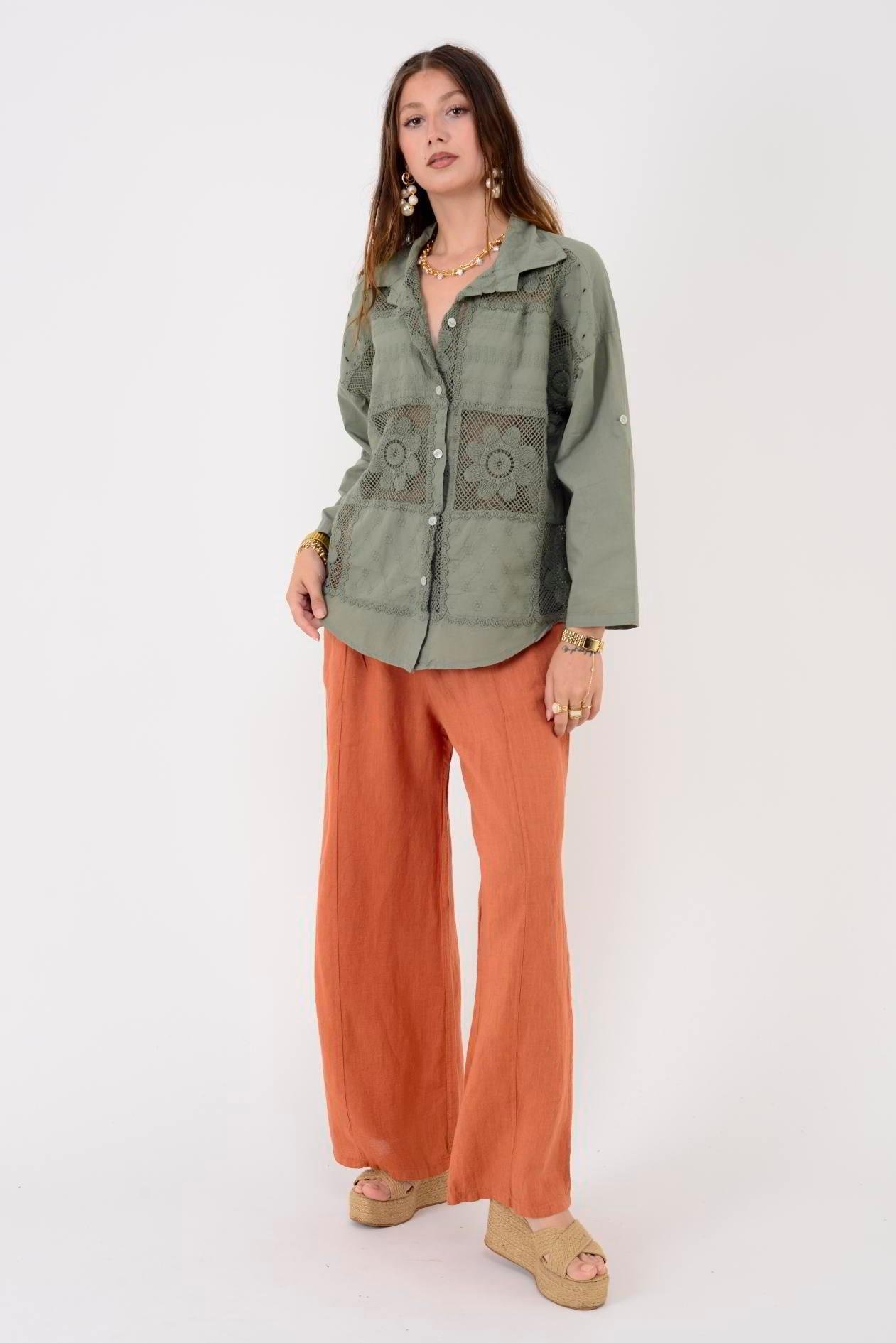 23019 Krizantem Dantelli Gömlek