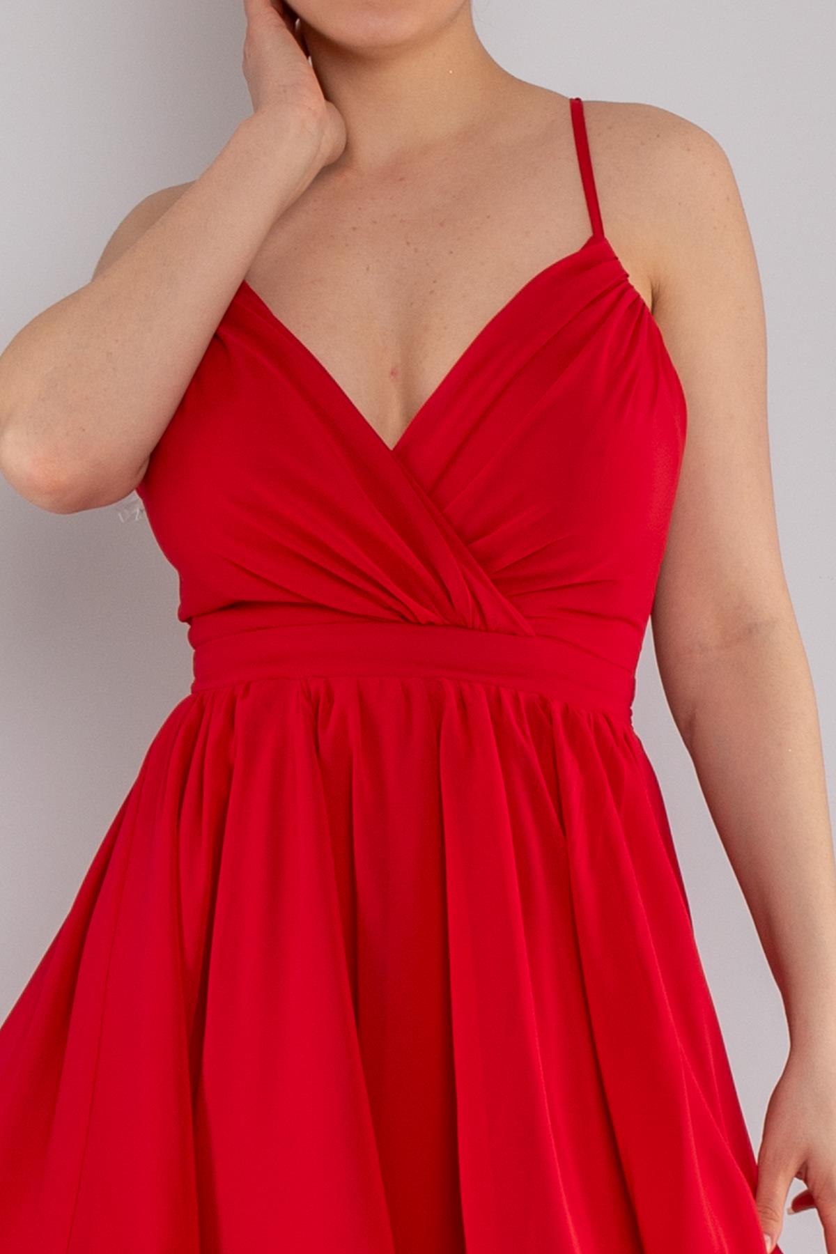 237 İp Askılı Sırt Bağlamalı Kloş Kısa Elbise